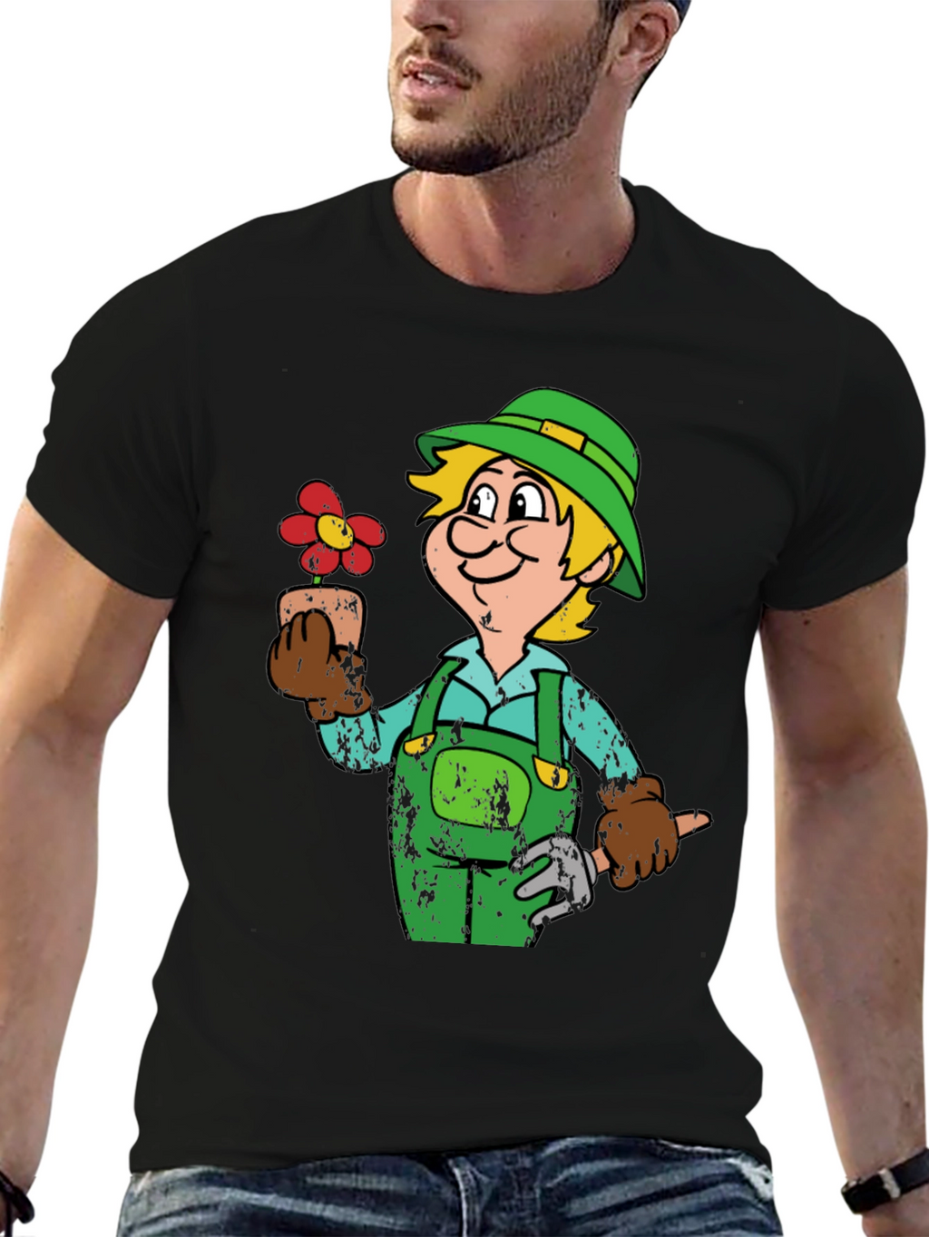 Gardener Cartoon Graphic T-Shirt