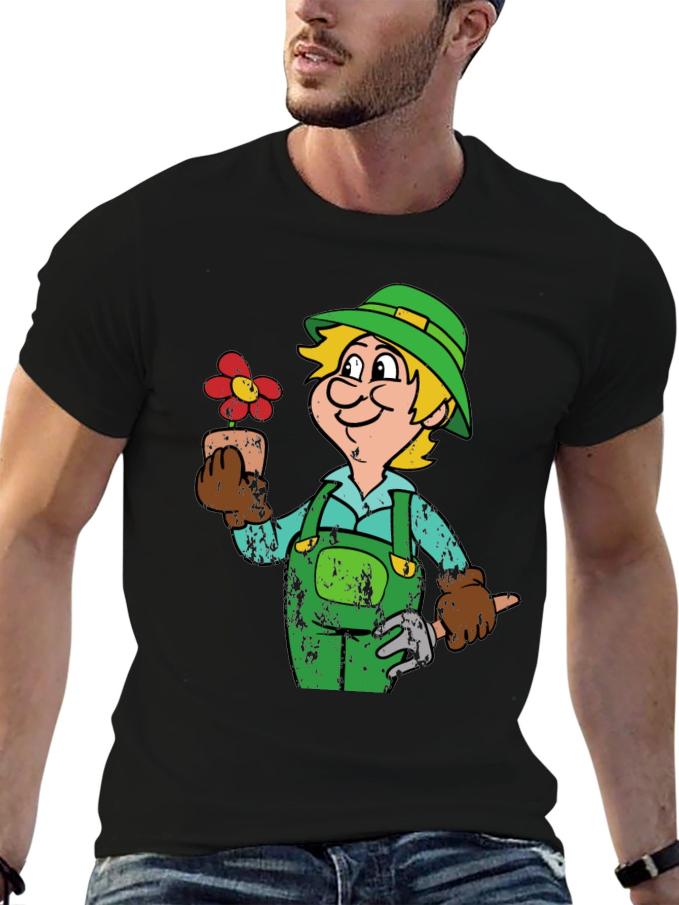 Gardener Cartoon Graphic T-Shirt