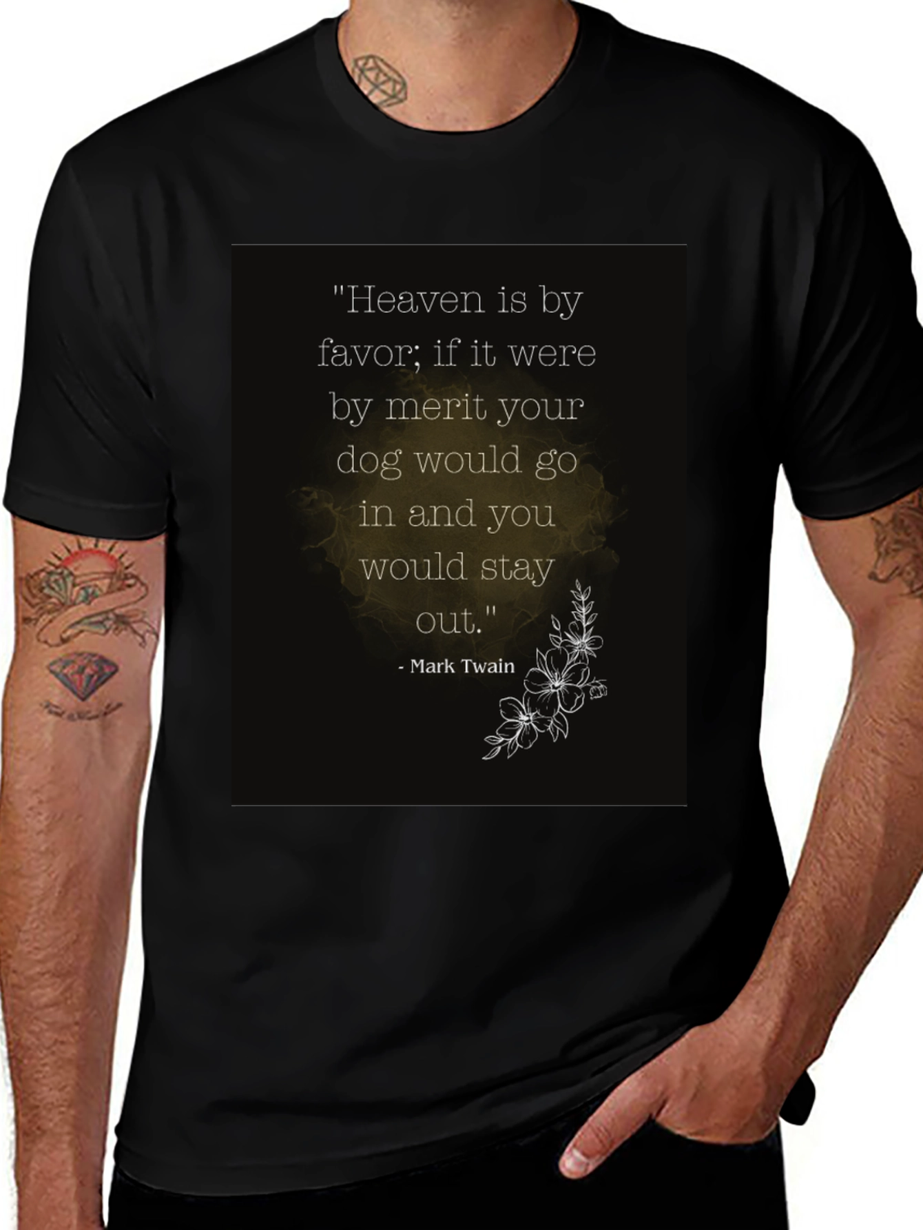 Heaven by Favor Dog T-Shirt - Mark Twain Quote Tee