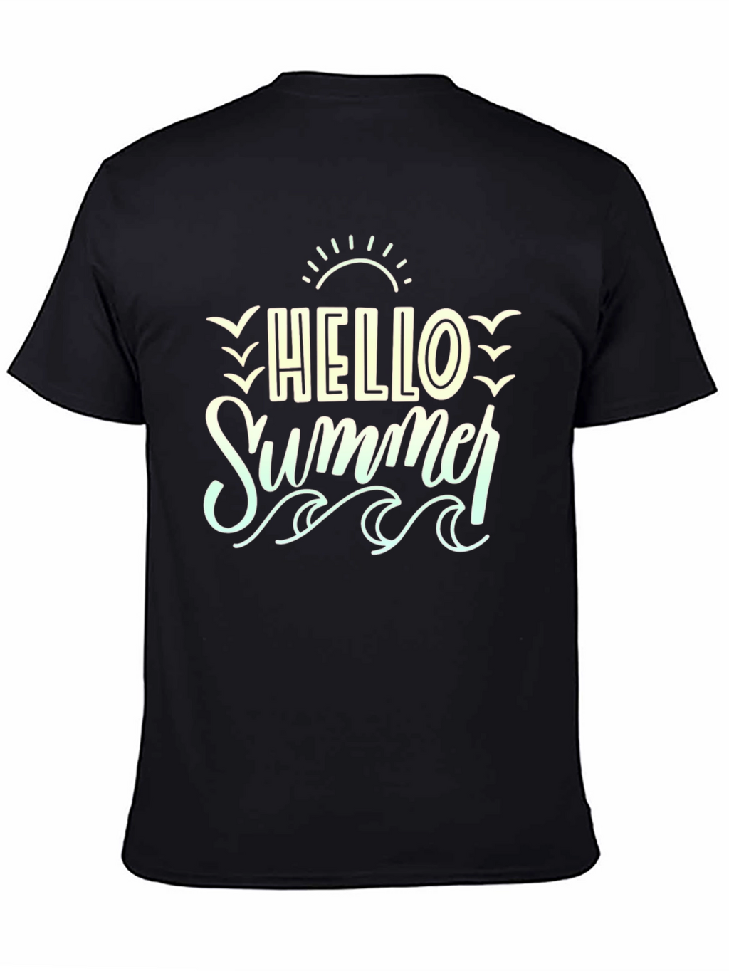 Hello Summer T-Shirt - Black Beach Vibe