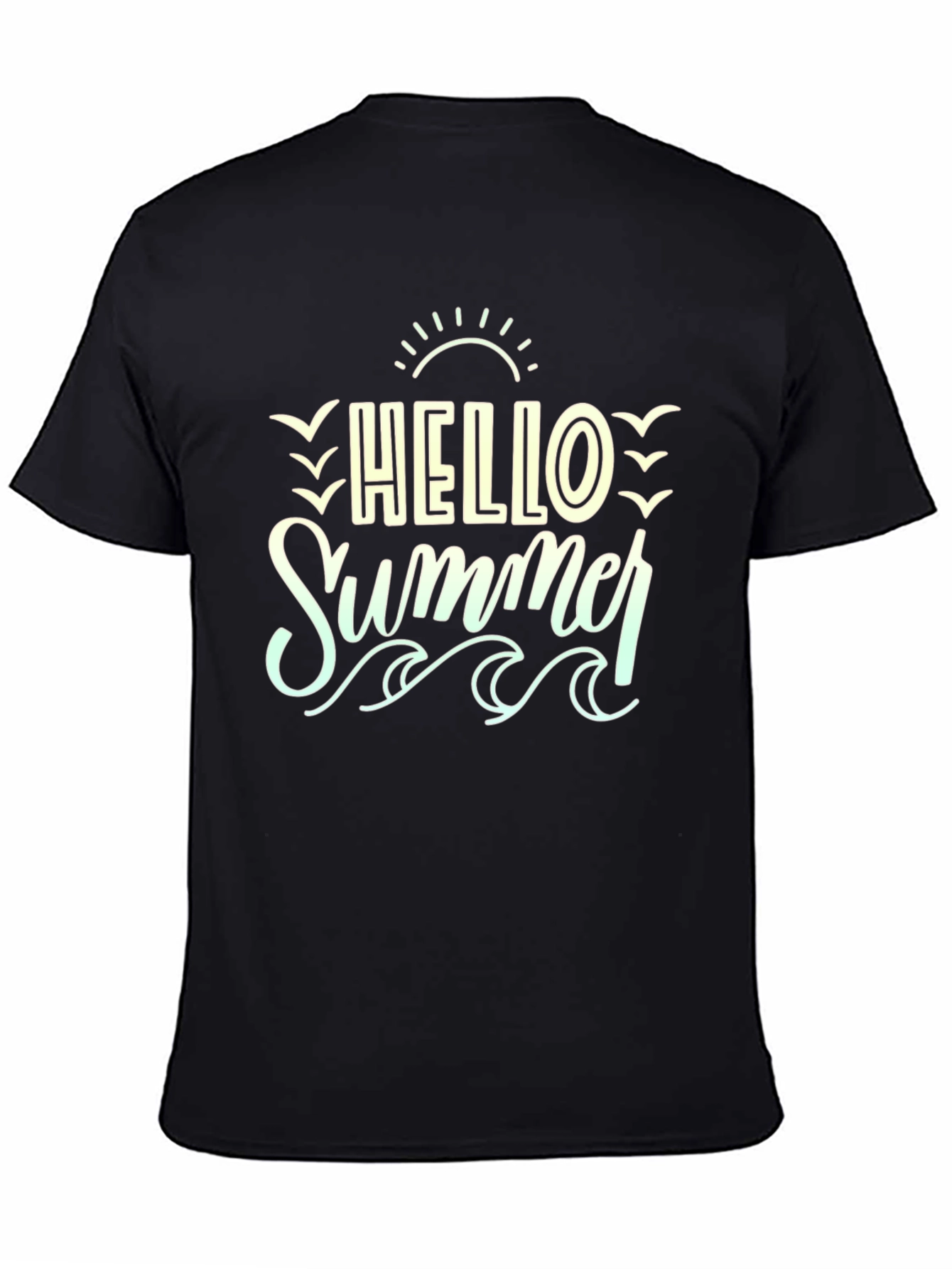 Hello Summer T-Shirt - Black Beach Vibe