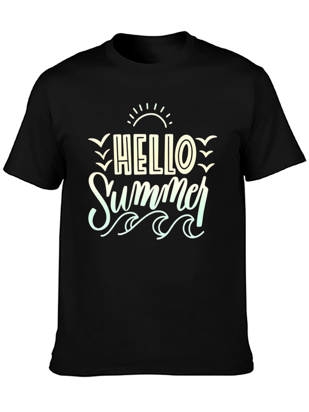 Hello Summer T-Shirt - Black Beach Vibe