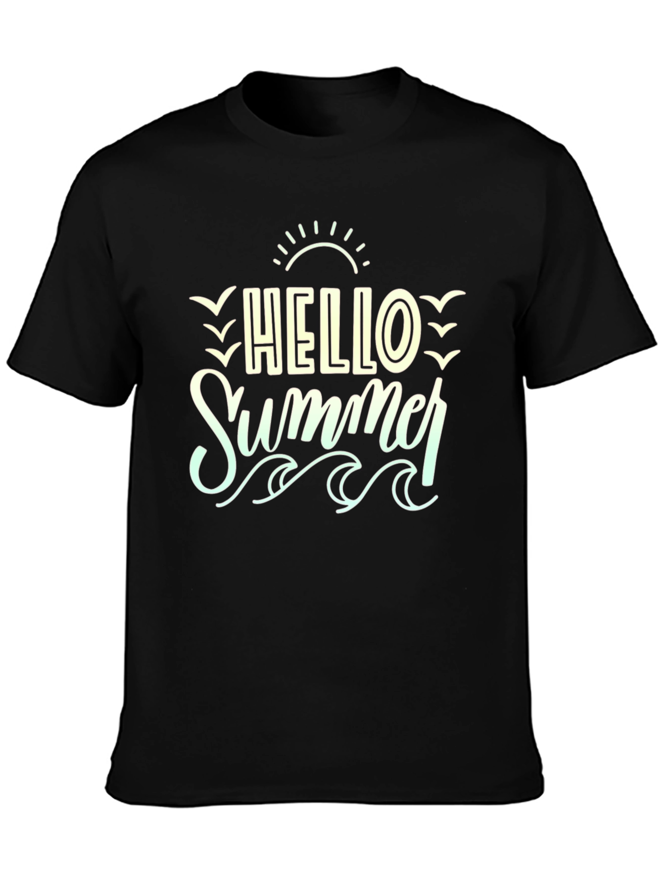 Hello Summer T-Shirt - Black Beach Vibe