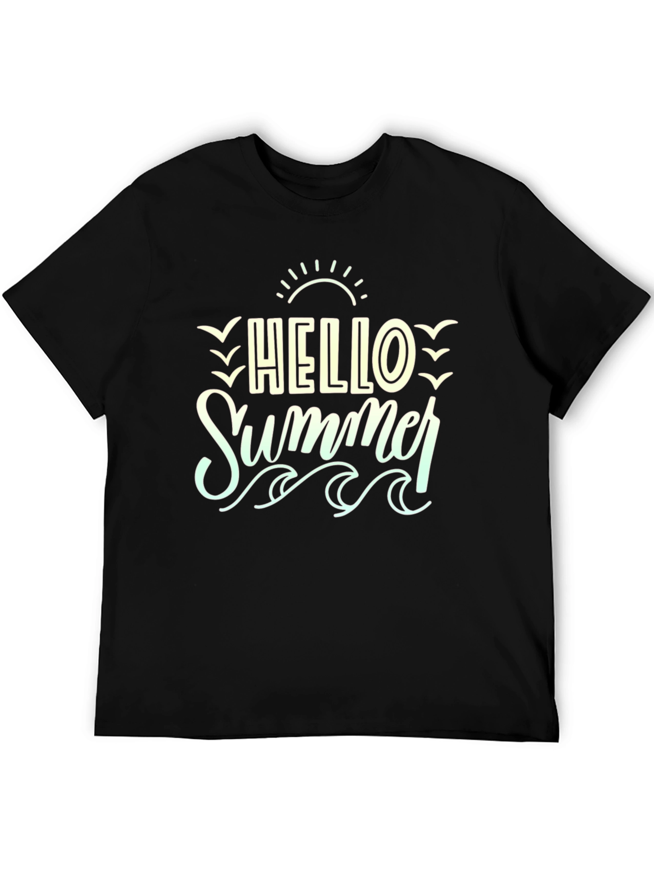 Hello Summer T-Shirt - Black Beach Vibe