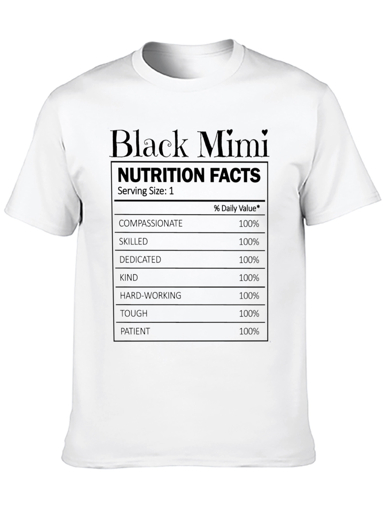 Black Mimi Nutrition Facts T-Shirt