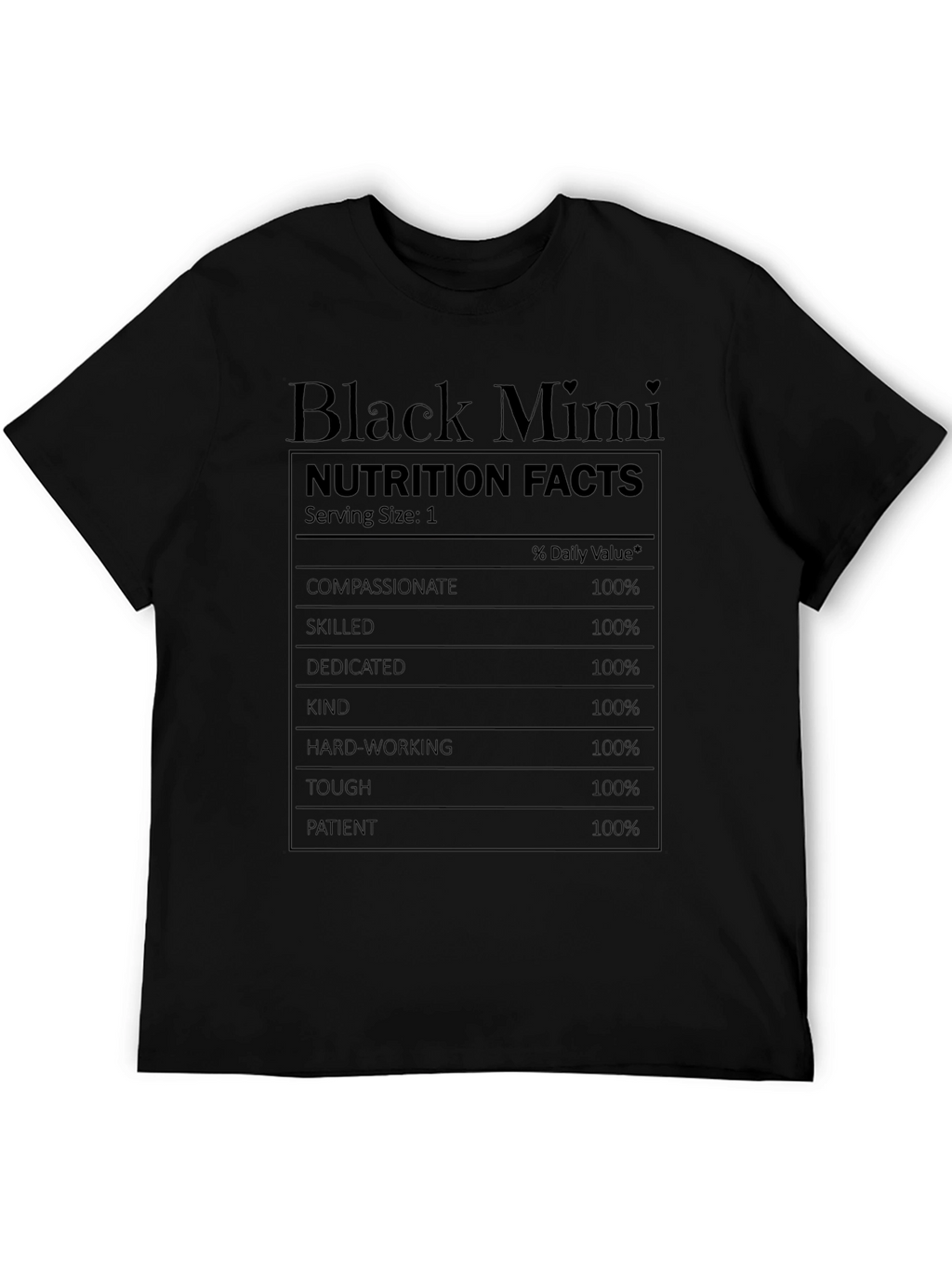 Black Mimi Nutrition Facts T-Shirt