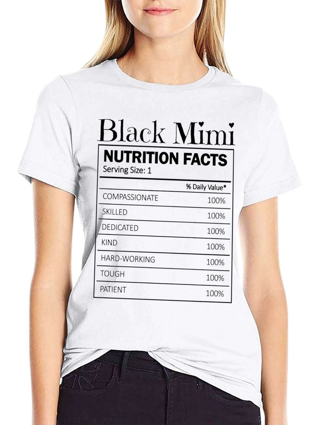 Black Mimi Nutrition Facts T-Shirt