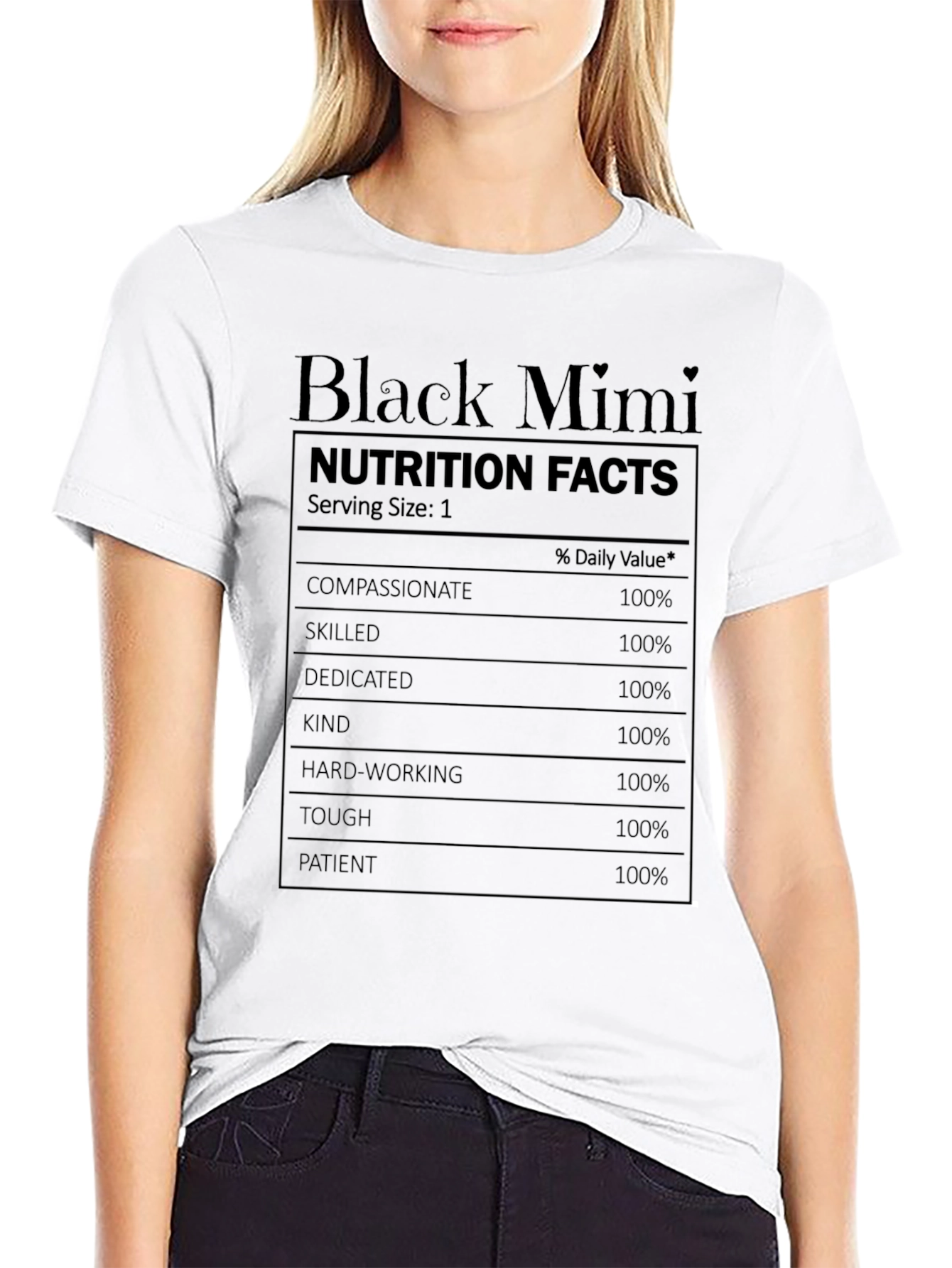 Black Mimi Nutrition Facts T-Shirt