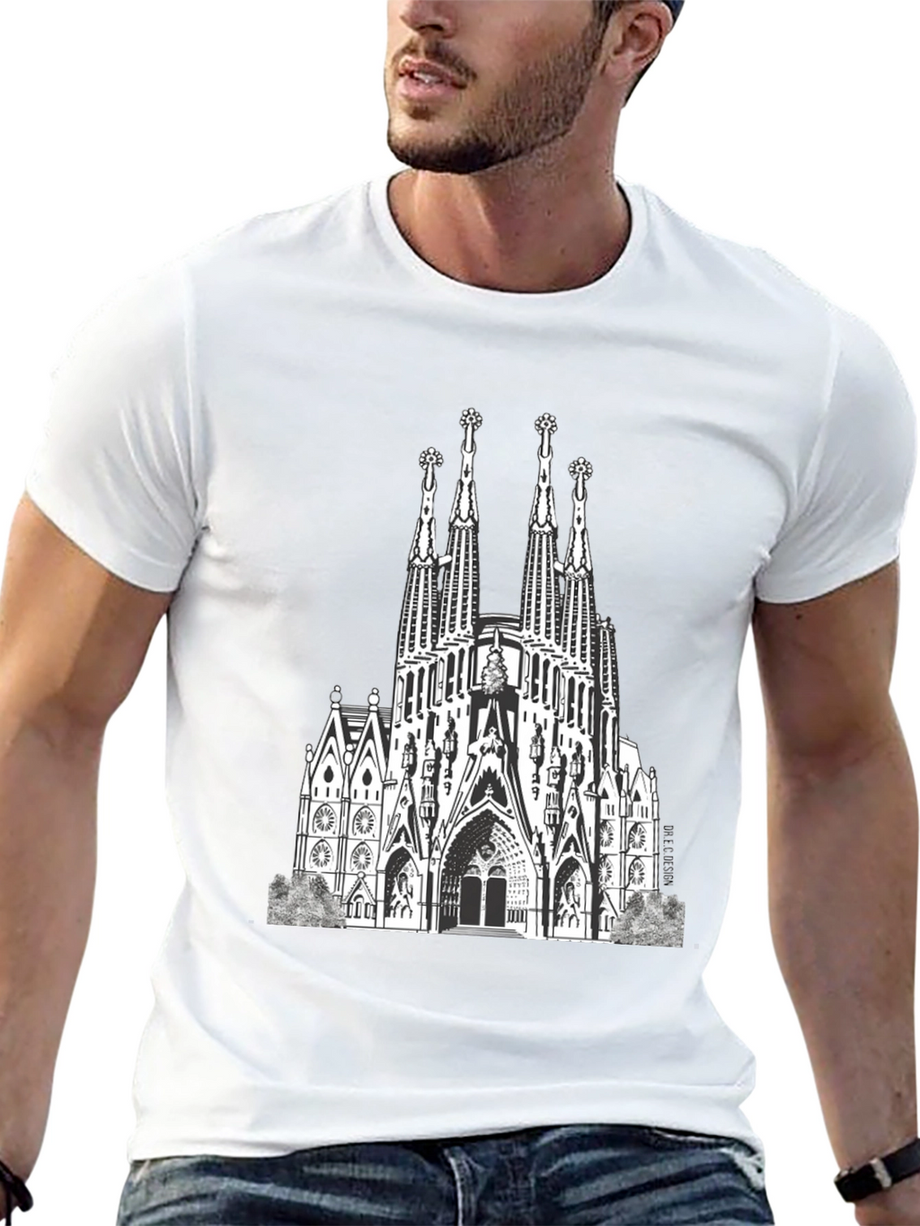 Sagrada Familia Graphic Tee - Black Cotton T-Shirt