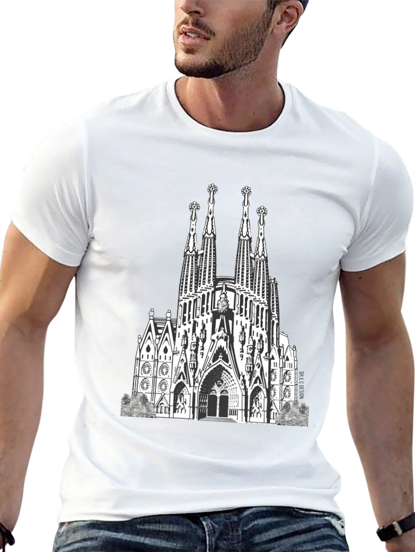 Sagrada Familia Graphic Tee - Black Cotton T-Shirt
