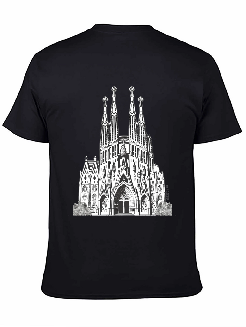 Sagrada Familia Graphic Tee - Black Cotton T-Shirt