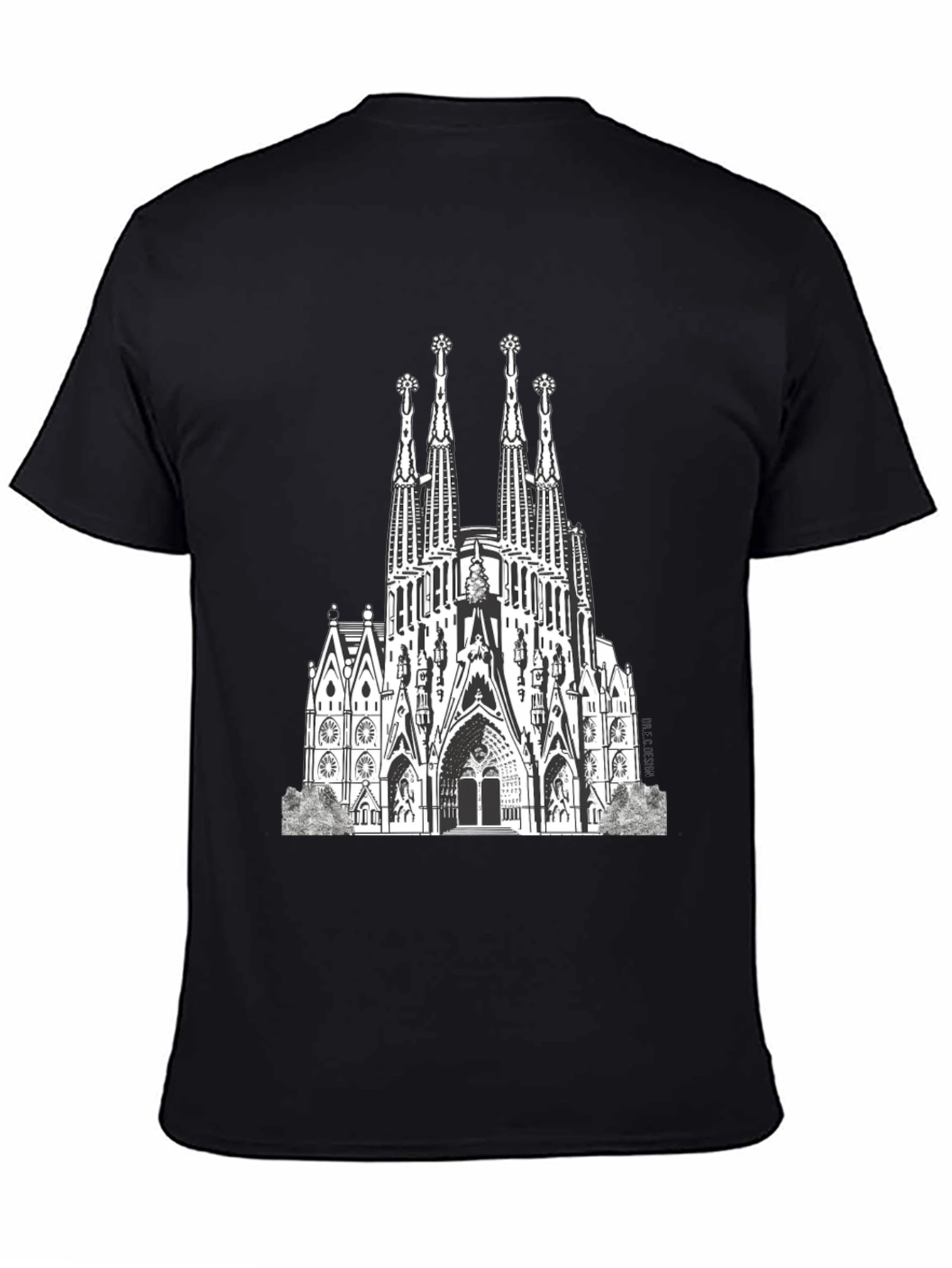 Sagrada Familia Graphic Tee - Black Cotton T-Shirt