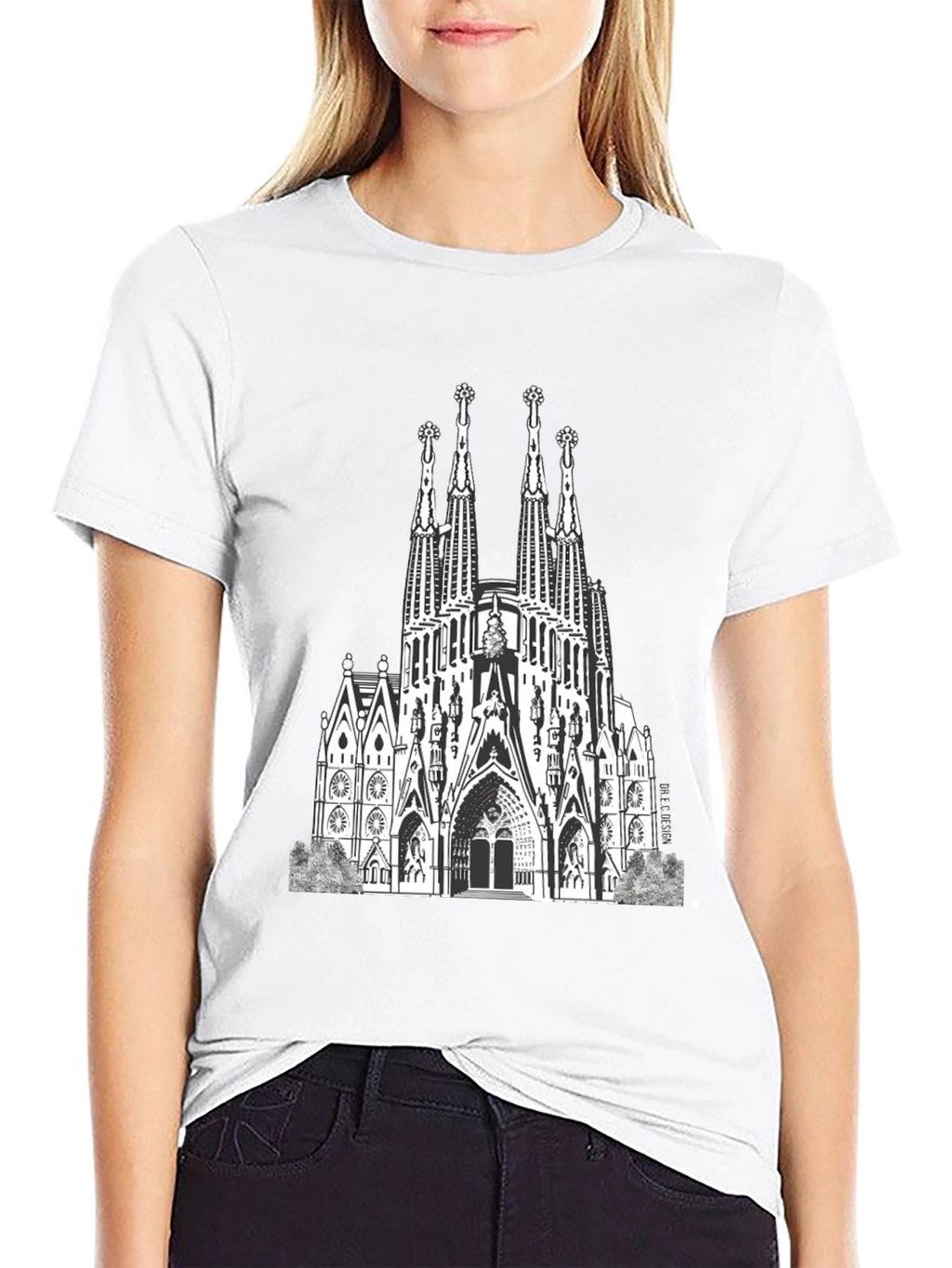 Sagrada Familia Graphic Tee - Black Cotton T-Shirt