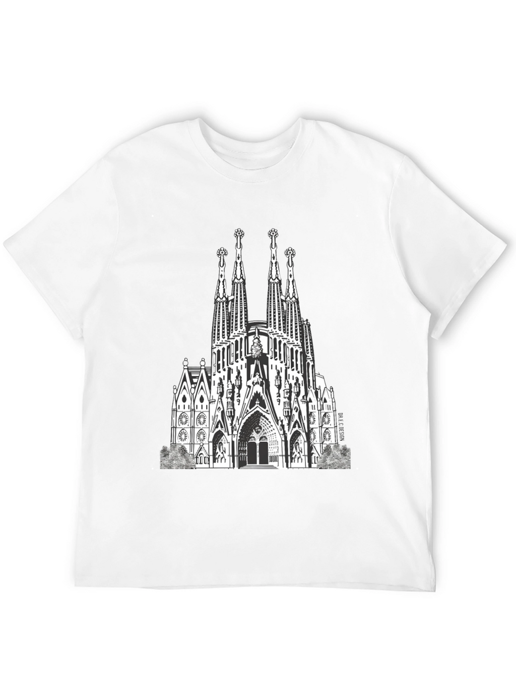 Sagrada Familia Graphic Tee - Black Cotton T-Shirt