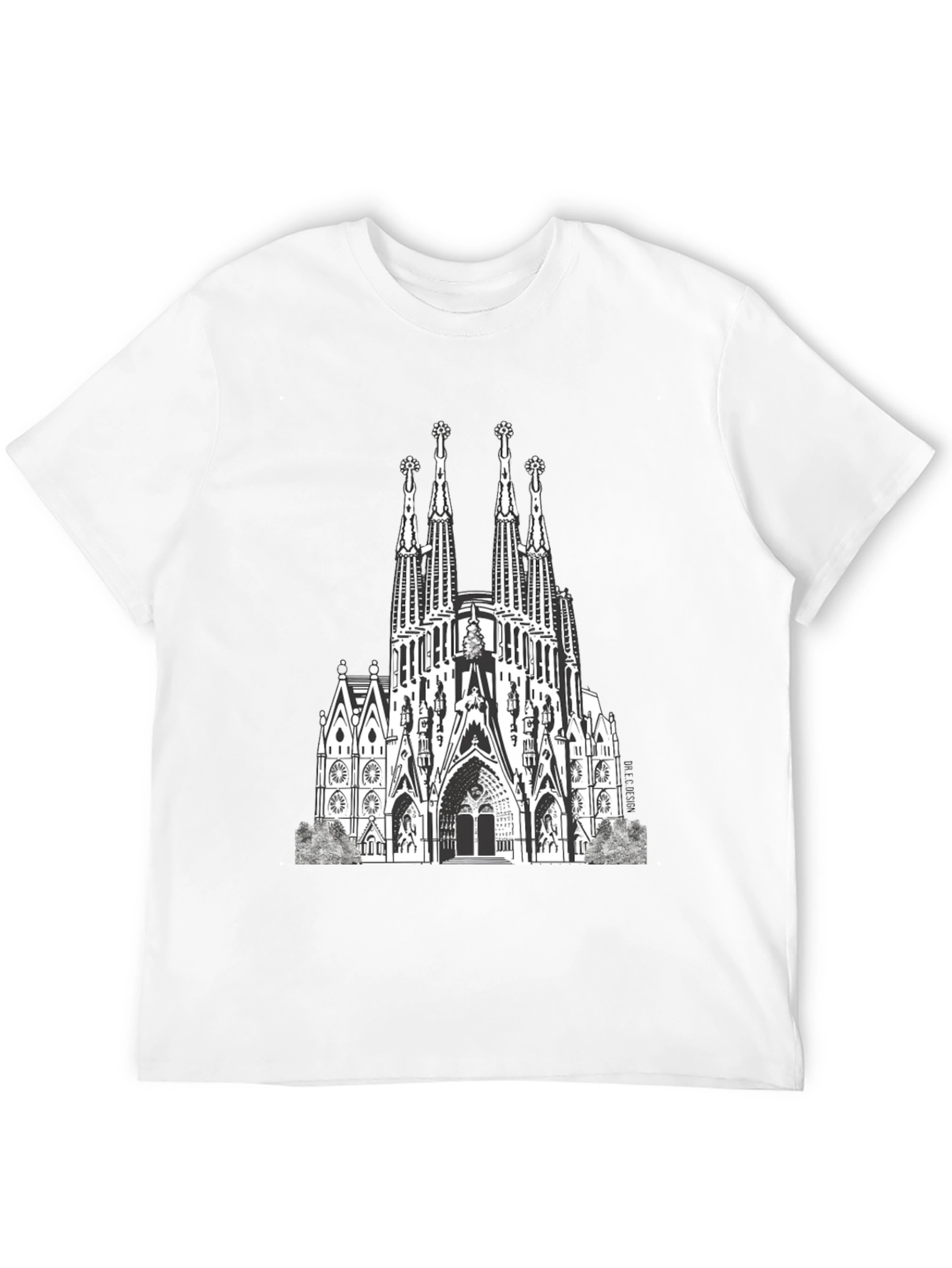 Sagrada Familia Graphic Tee - Black Cotton T-Shirt
