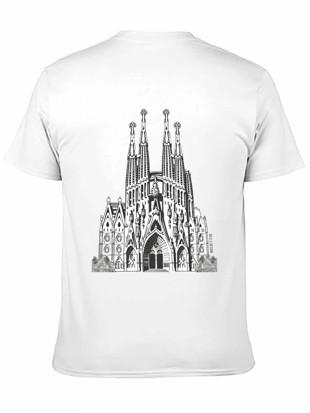 Sagrada Familia Graphic Tee - Black Cotton T-Shirt
