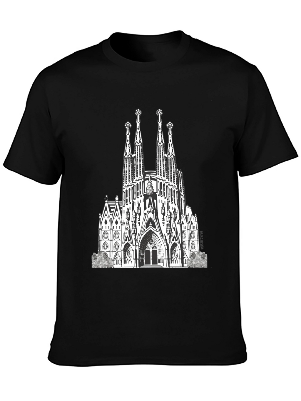 Sagrada Familia Graphic Tee - Black Cotton T-Shirt