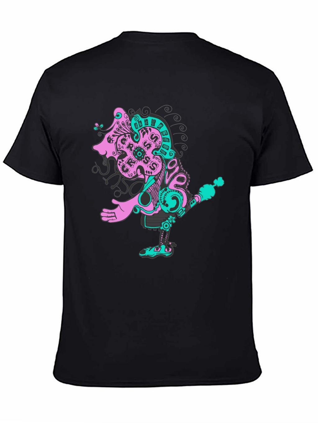 Abstract Robot Graphic Black T-Shirt