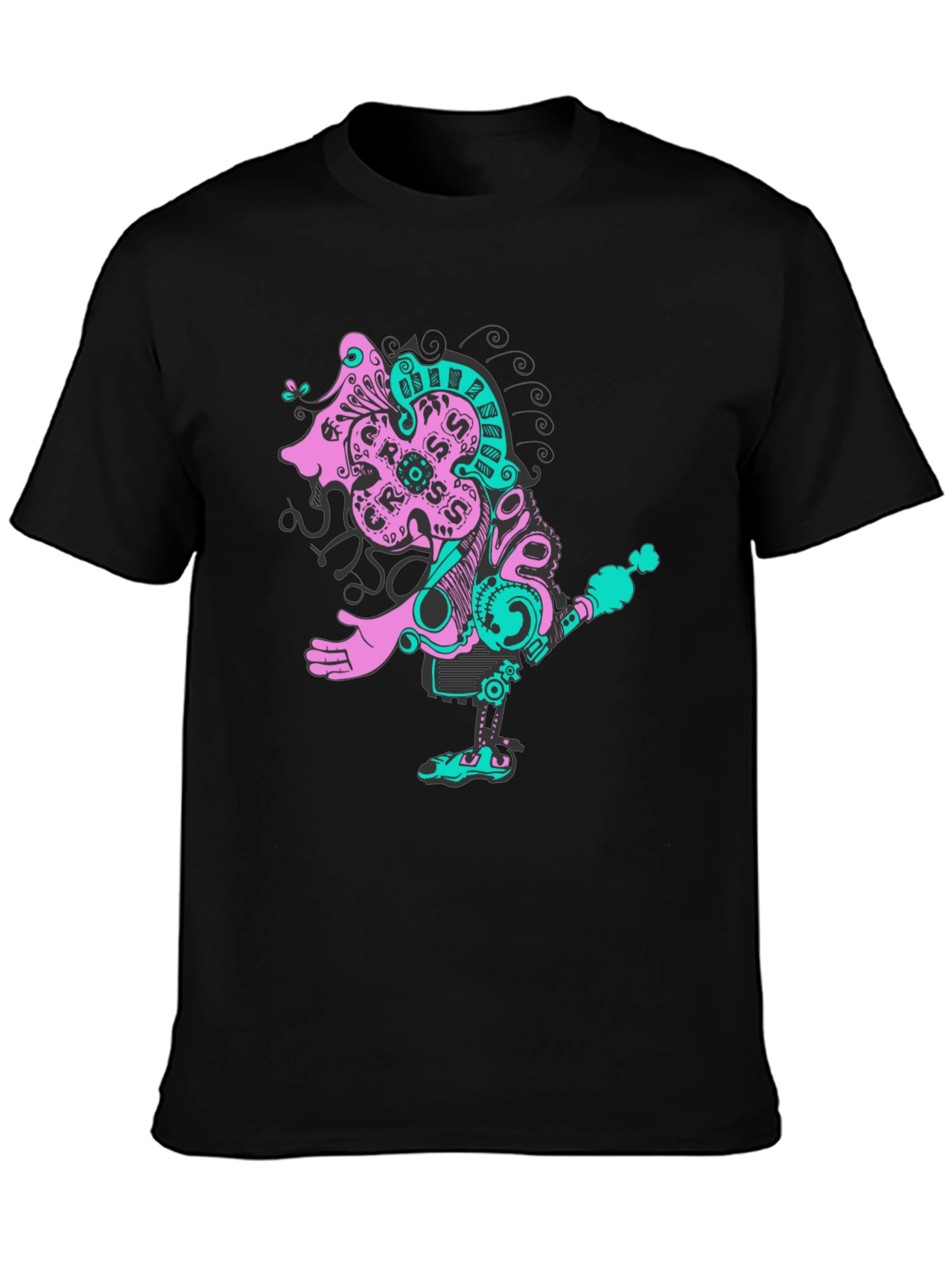 Abstract Robot Graphic Black T-Shirt