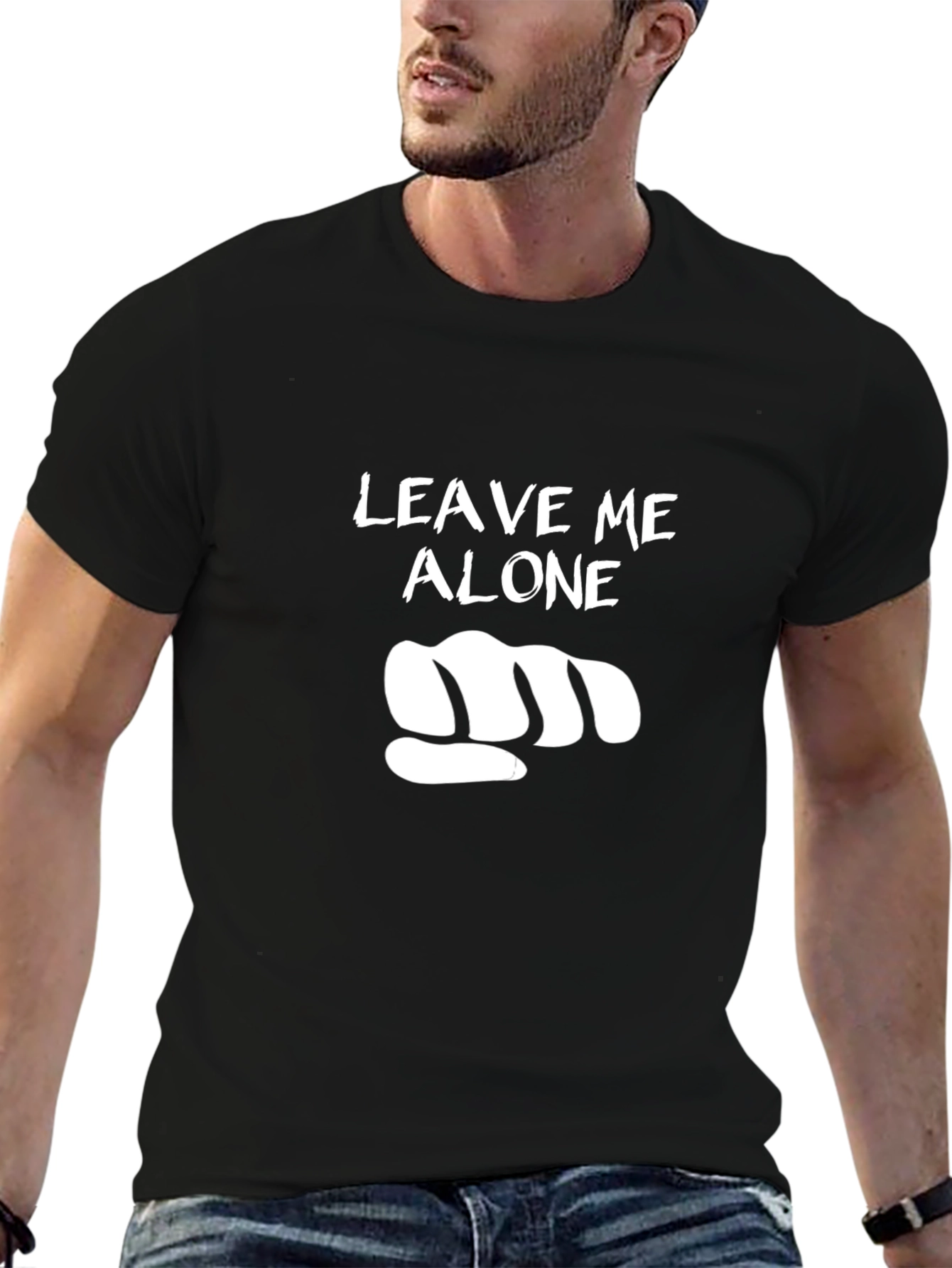 Leave Me Alone Graphic Tee - Black Casual T-Shirt