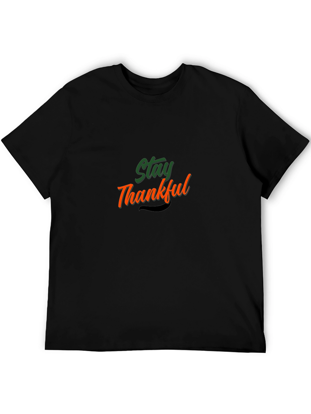 Stay Thankful Black Graphic T-Shirt
