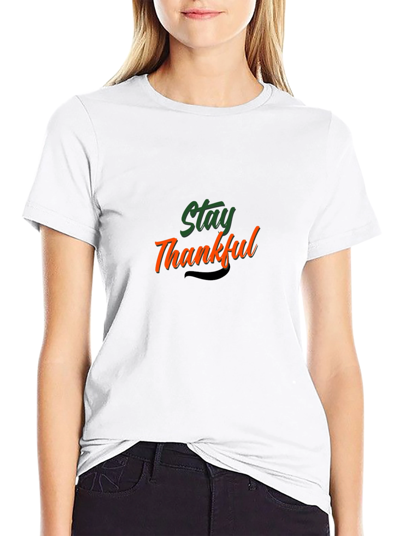 Stay Thankful Black Graphic T-Shirt