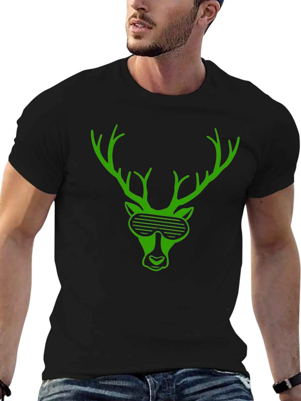 Cool Deer Graphic Tee - Stylish Black T-Shirt
