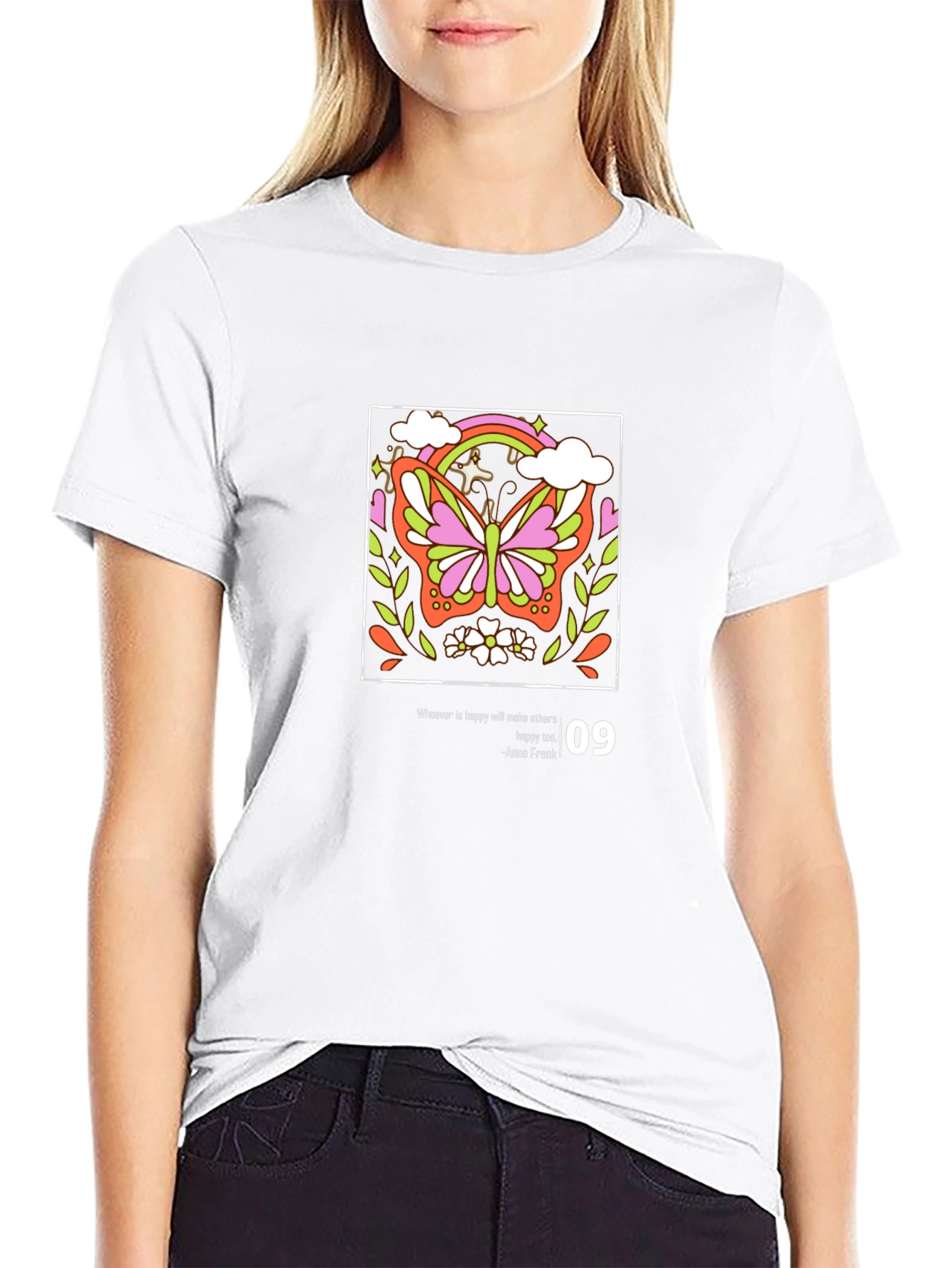Butterfly Graphic Tee - Inspirational Anne Frank Quote