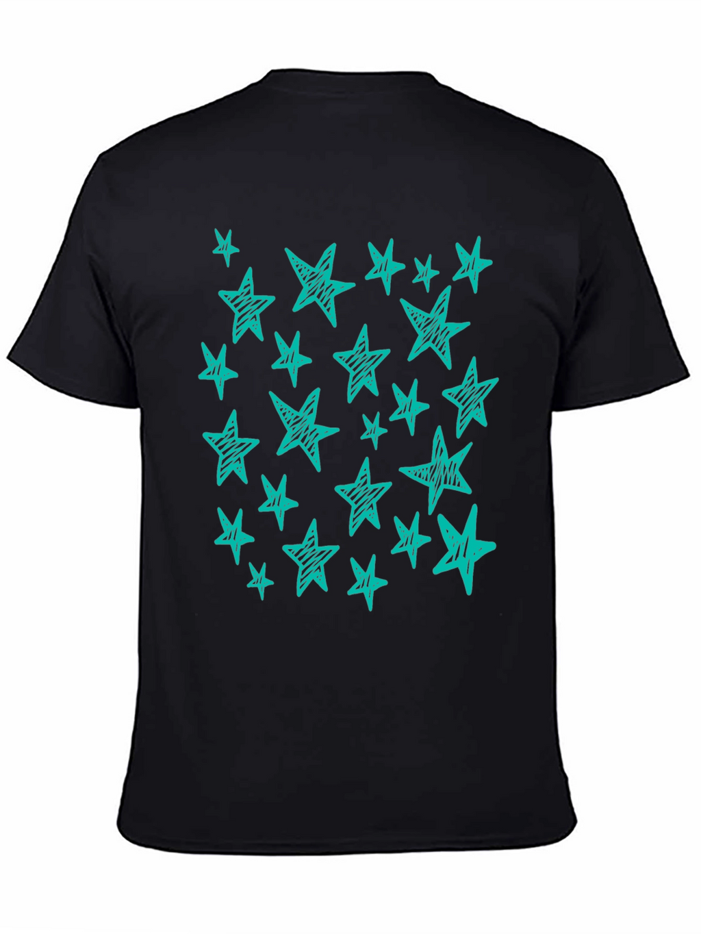 Starry Night Tee - Scribbled Star Design Black T-Shirt