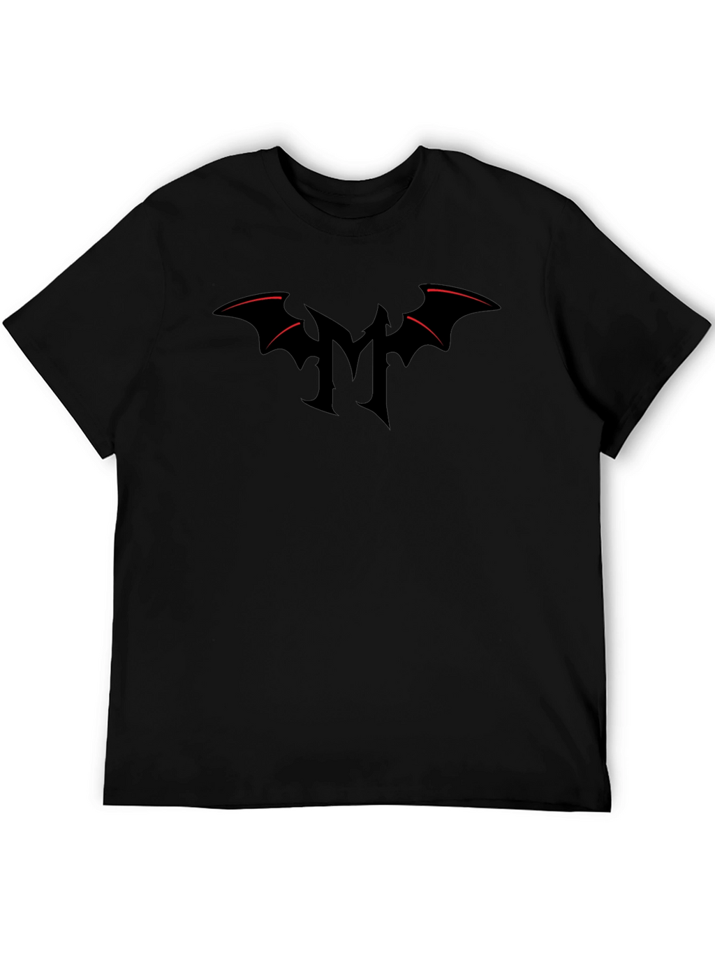 Mens Black T-Shirt with Gothic M Bat Logo