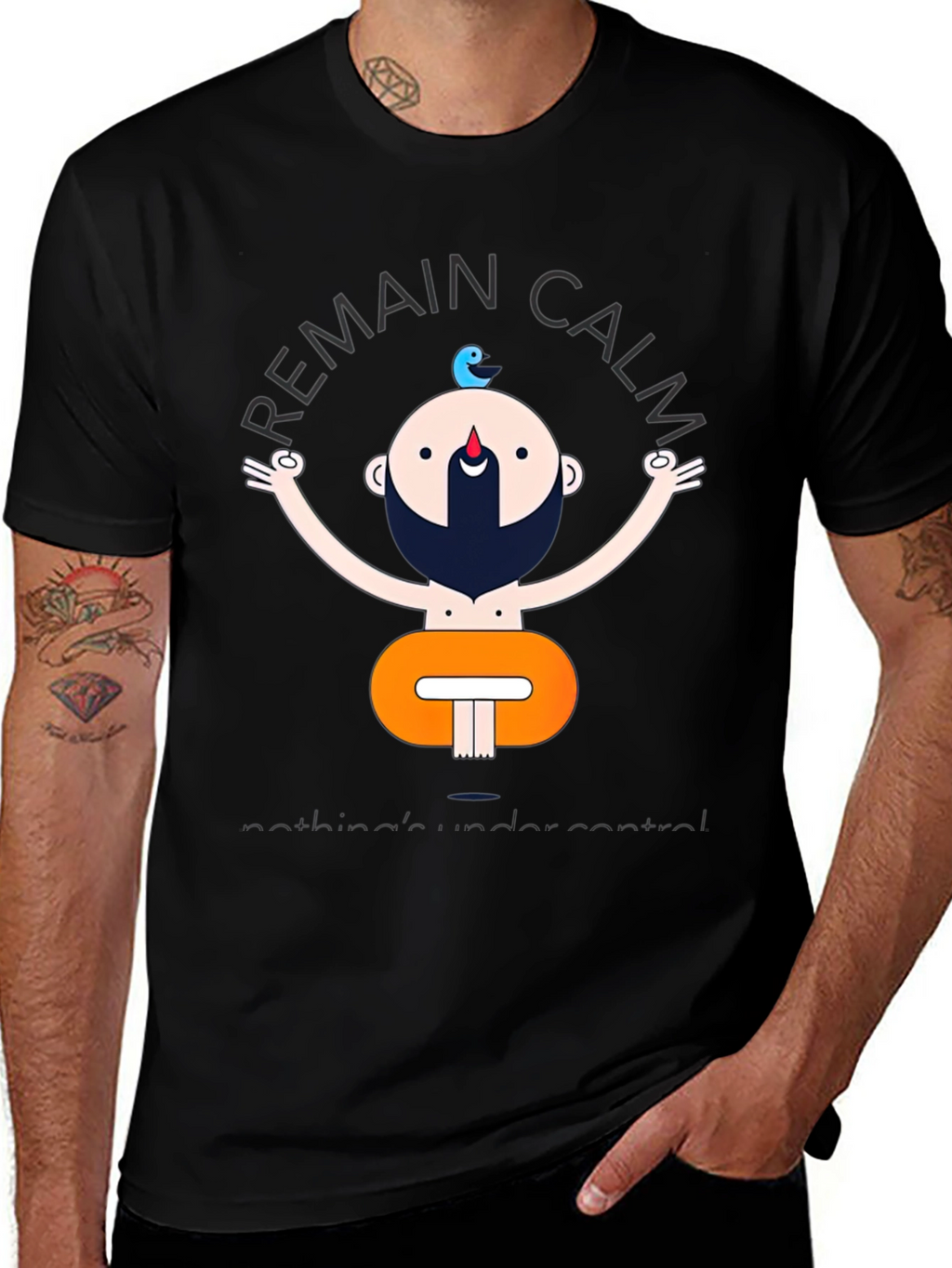Remain Calm Yoga Graphic Black T-Shirt