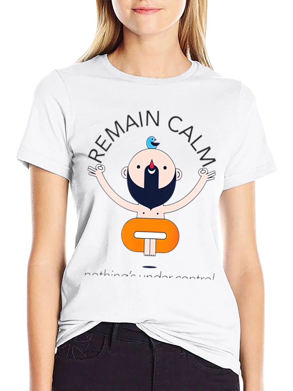 Remain Calm Yoga Graphic Black T-Shirt