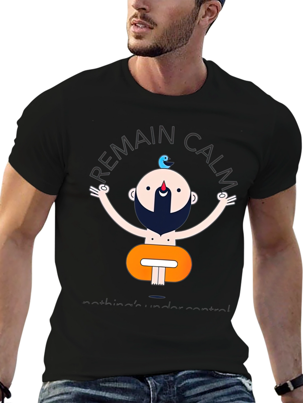 Remain Calm Yoga Graphic Black T-Shirt