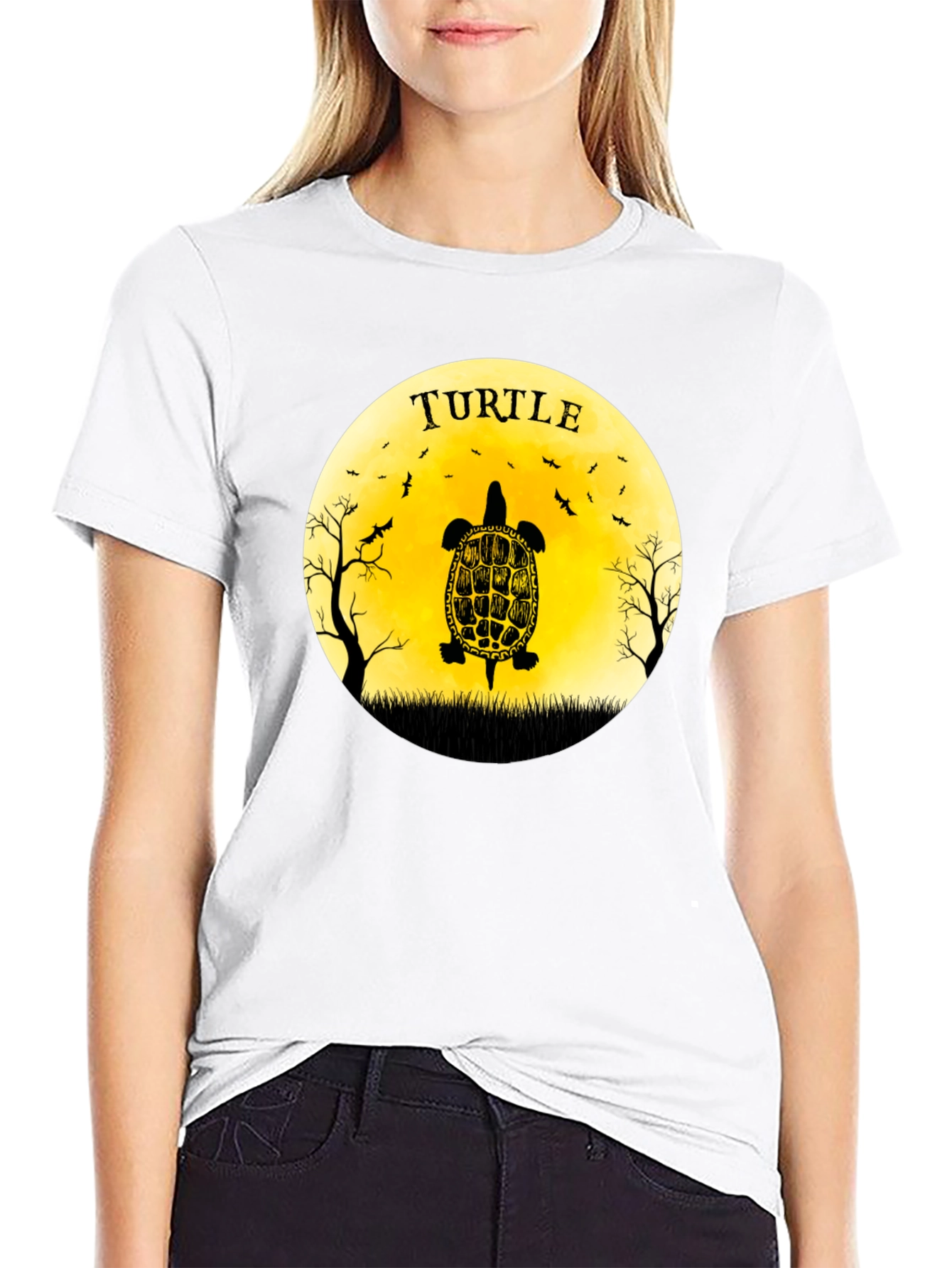 Turtle Graphic Tee - Black Cotton T-Shirt