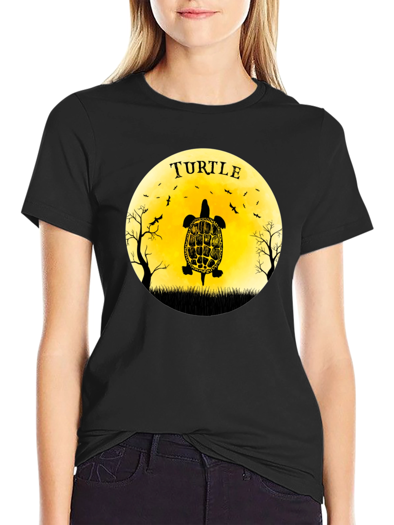 Turtle Graphic Tee - Black Cotton T-Shirt