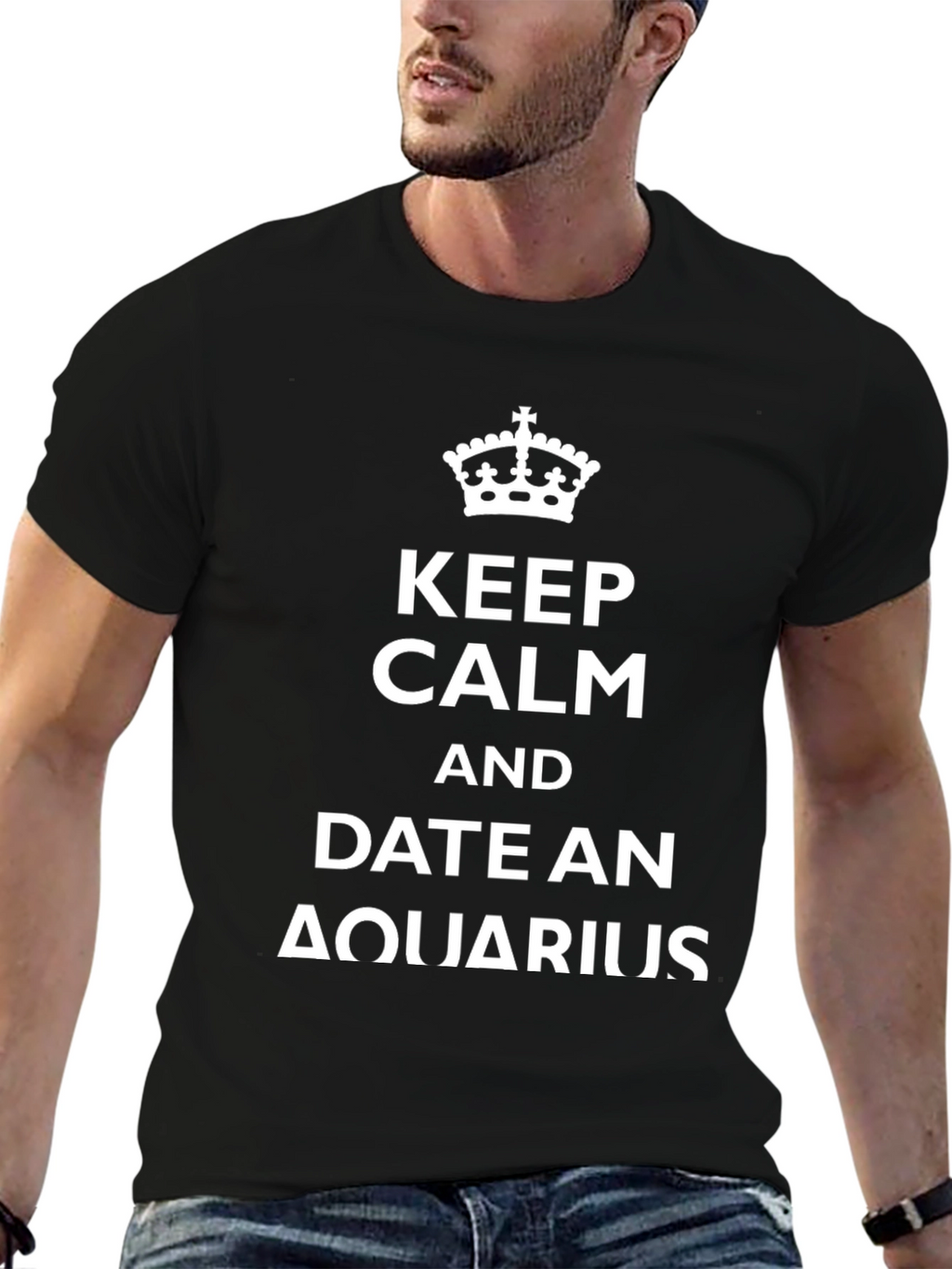 Keep Calm and Date an Aquarius Black T-Shirt