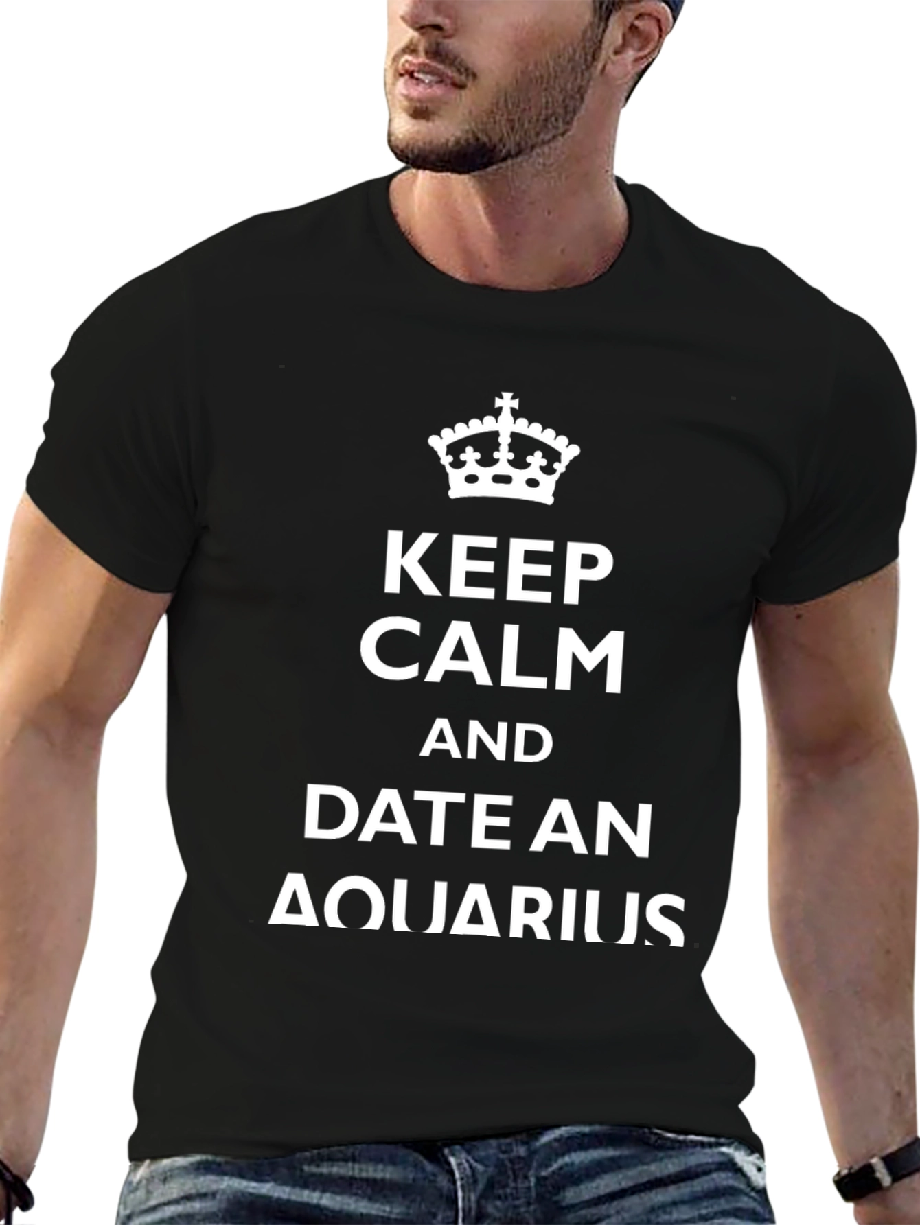 Keep Calm and Date an Aquarius Black T-Shirt