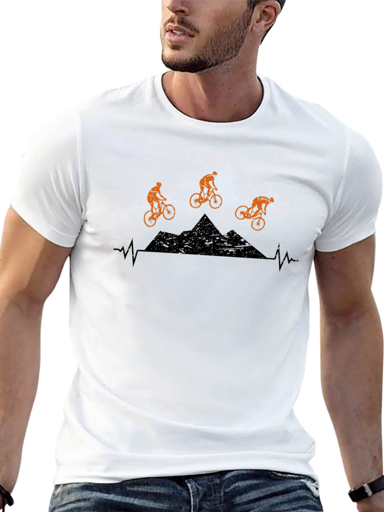 Mountain Bike Heartbeat Graphic T-Shirt