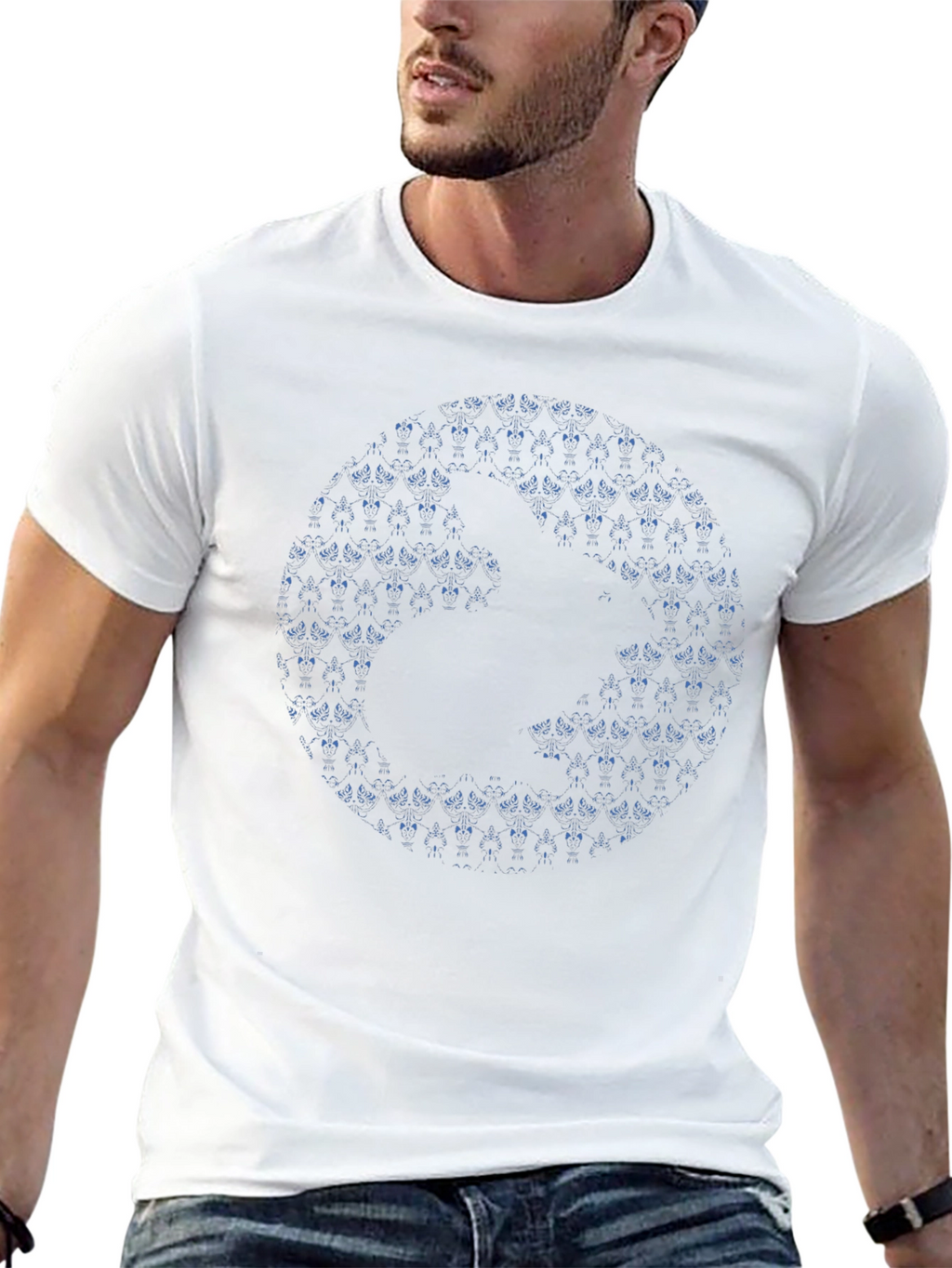 Abstract Geometric Print Black T-Shirt