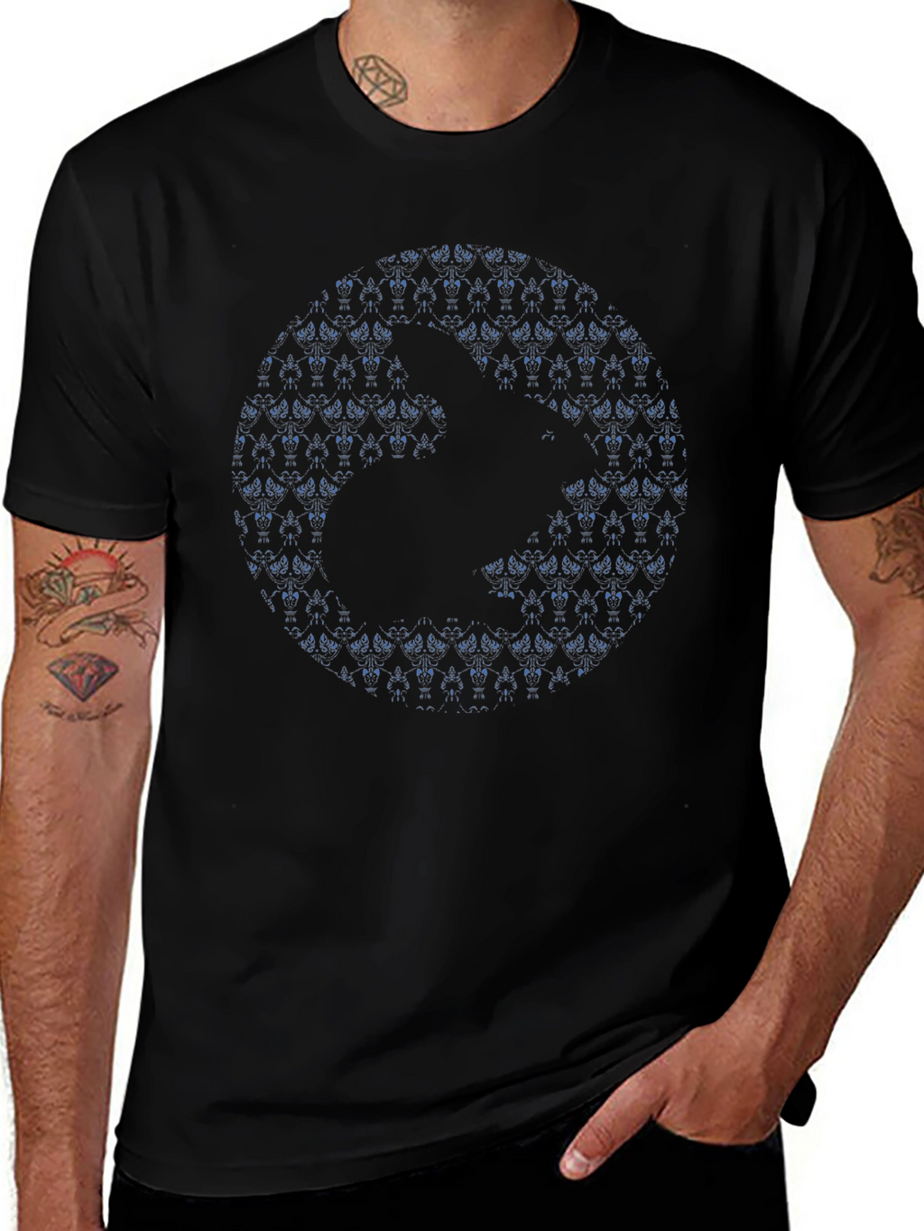 Abstract Geometric Print Black T-Shirt