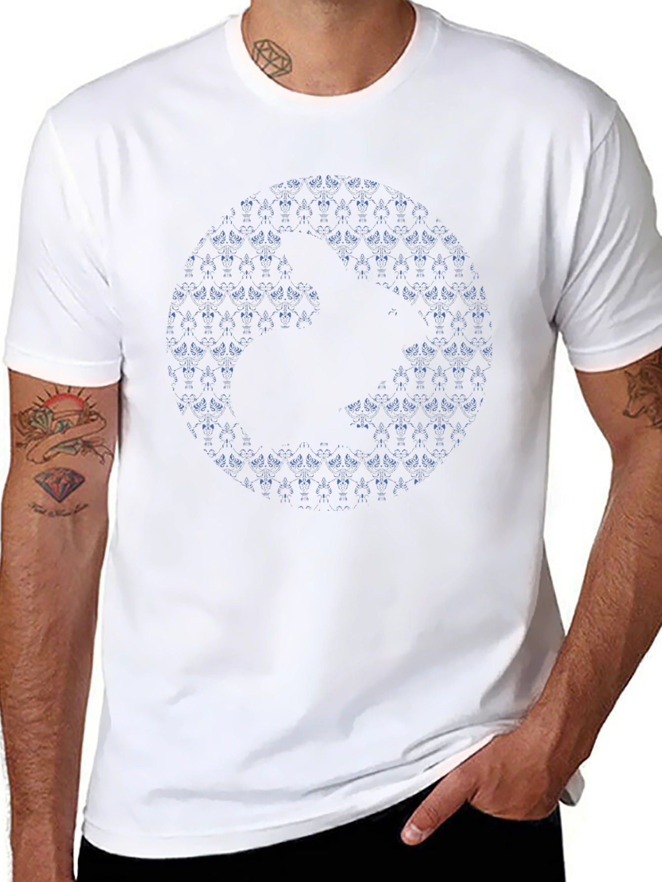 Abstract Geometric Print Black T-Shirt