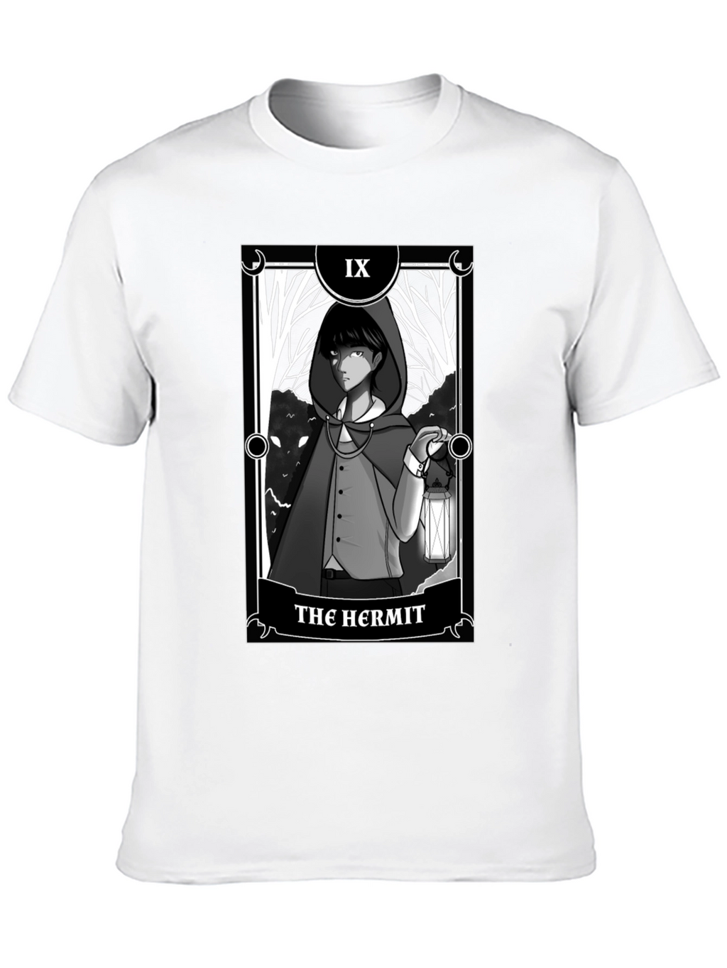 The Hermit Tarot Card Graphic T-Shirt - Black