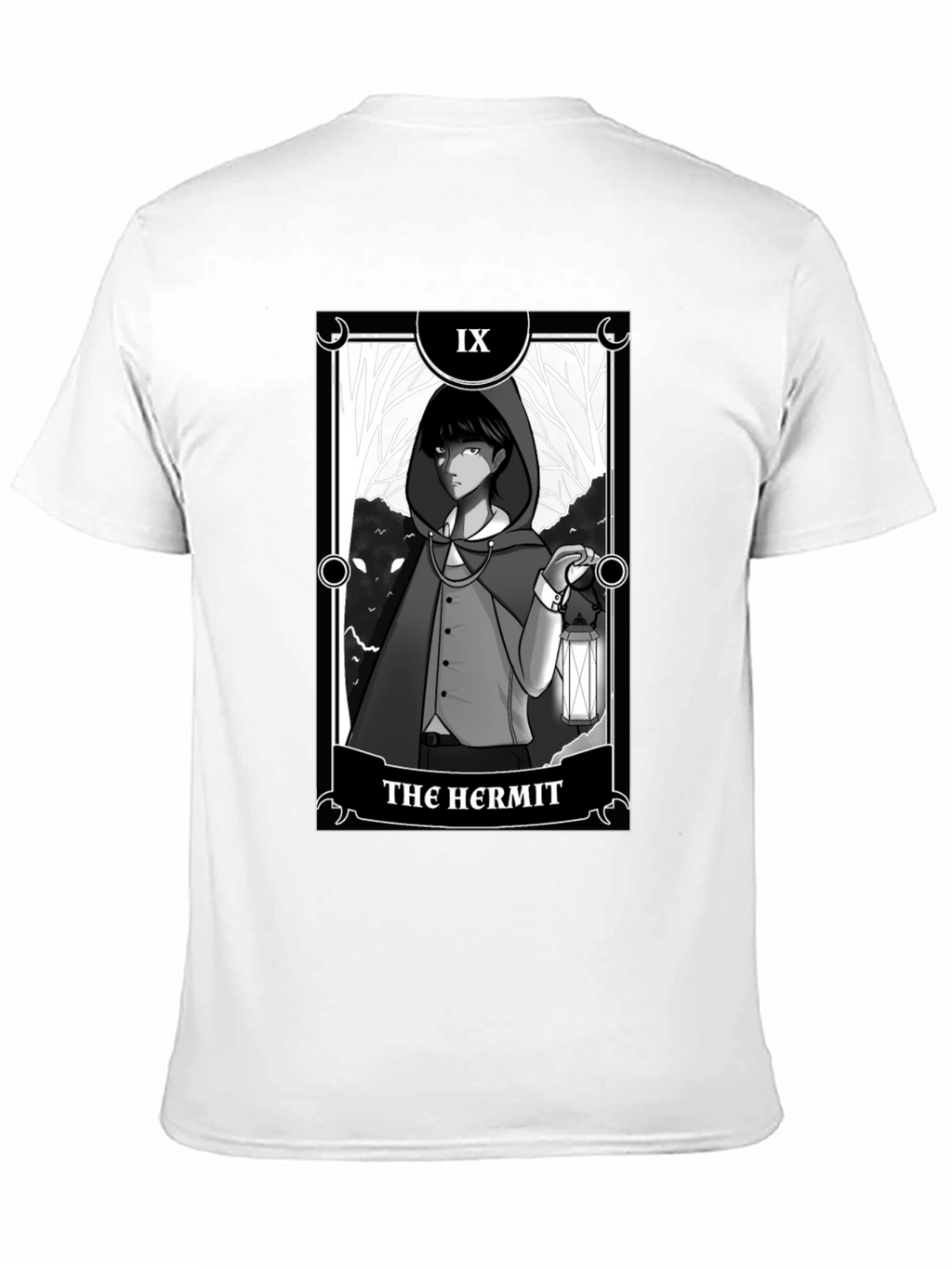 The Hermit Tarot Card Graphic T-Shirt - Black