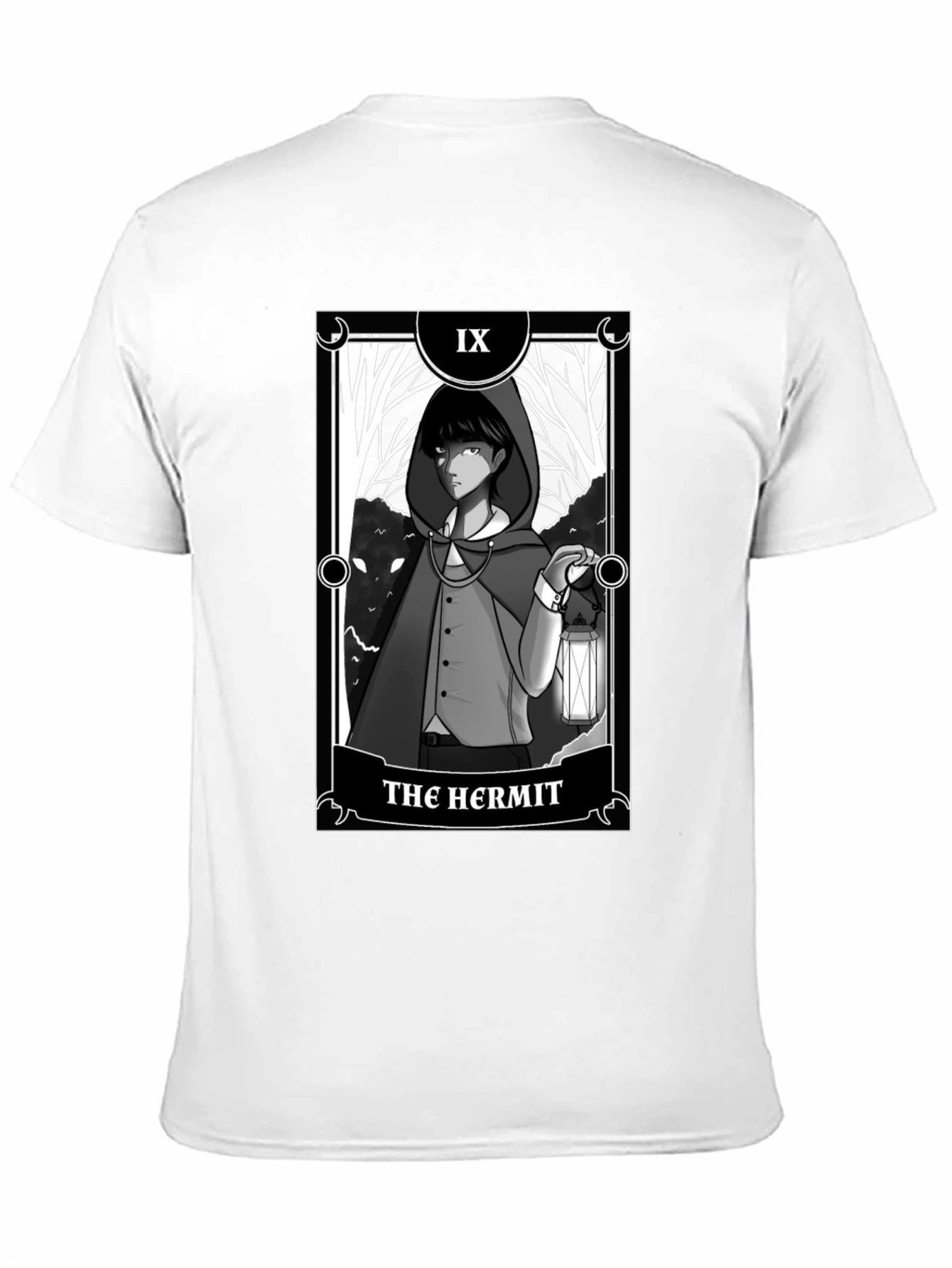The Hermit Tarot Card Graphic T-Shirt - Black