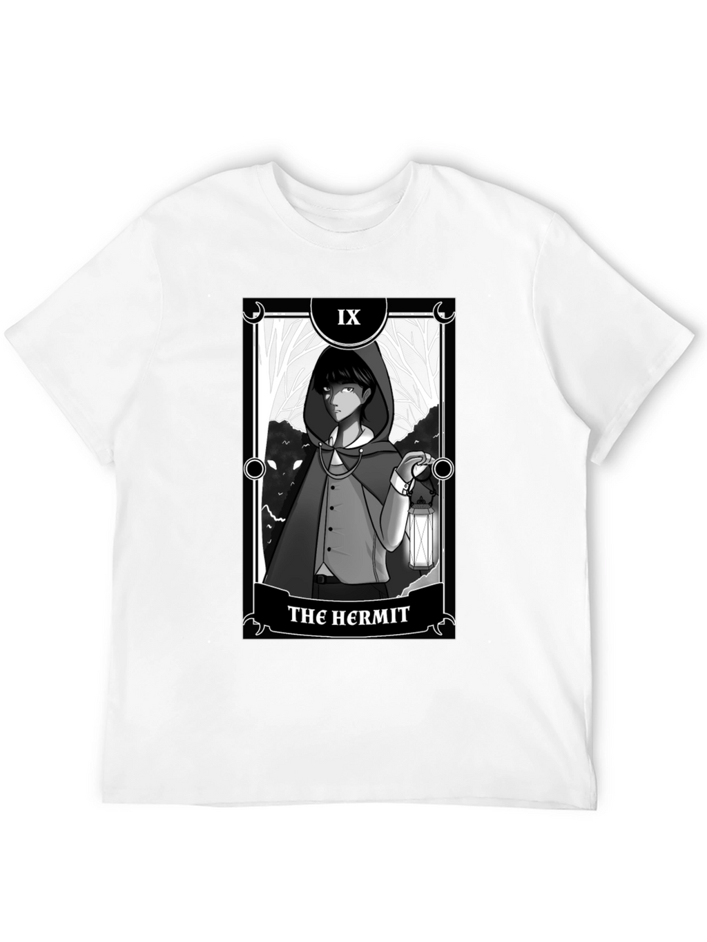 The Hermit Tarot Card Graphic T-Shirt - Black