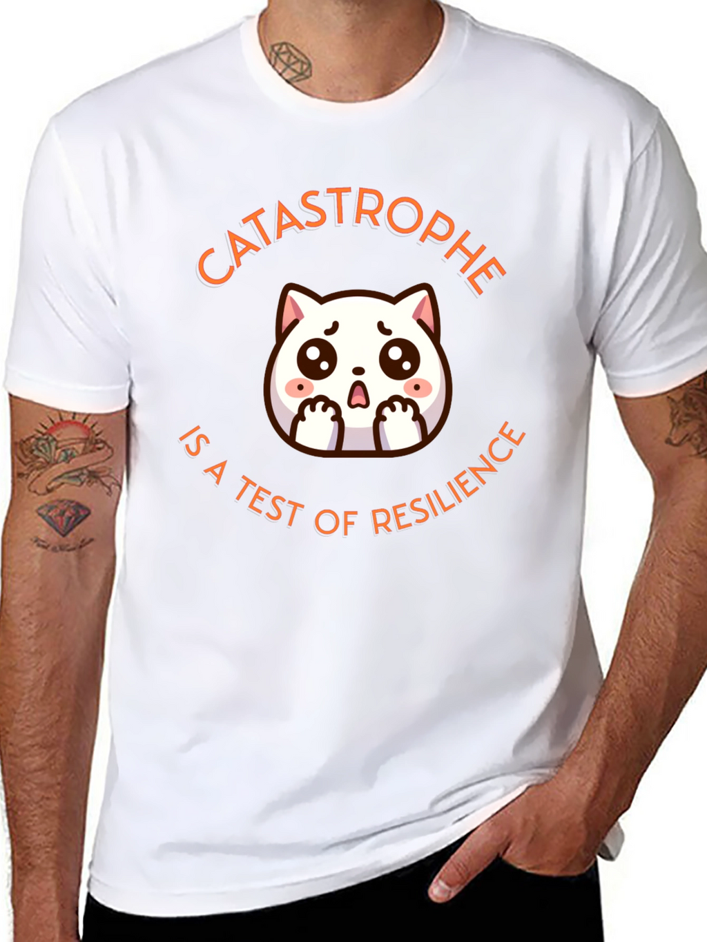 Catastrophe Resilience T-Shirt - Cute Cat Design