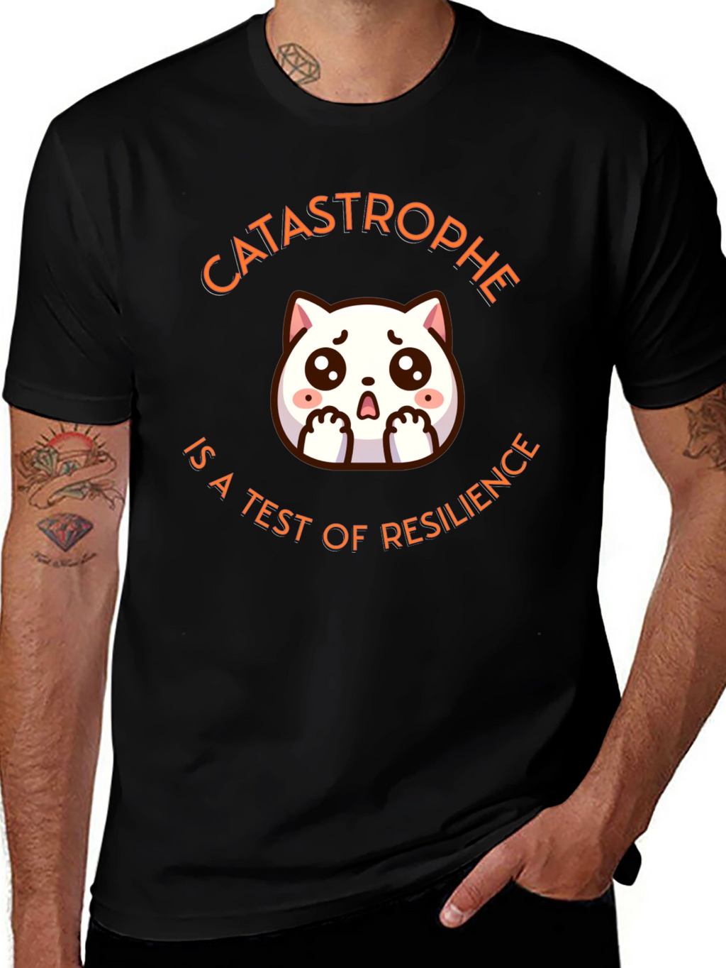 Catastrophe Resilience T-Shirt - Cute Cat Design
