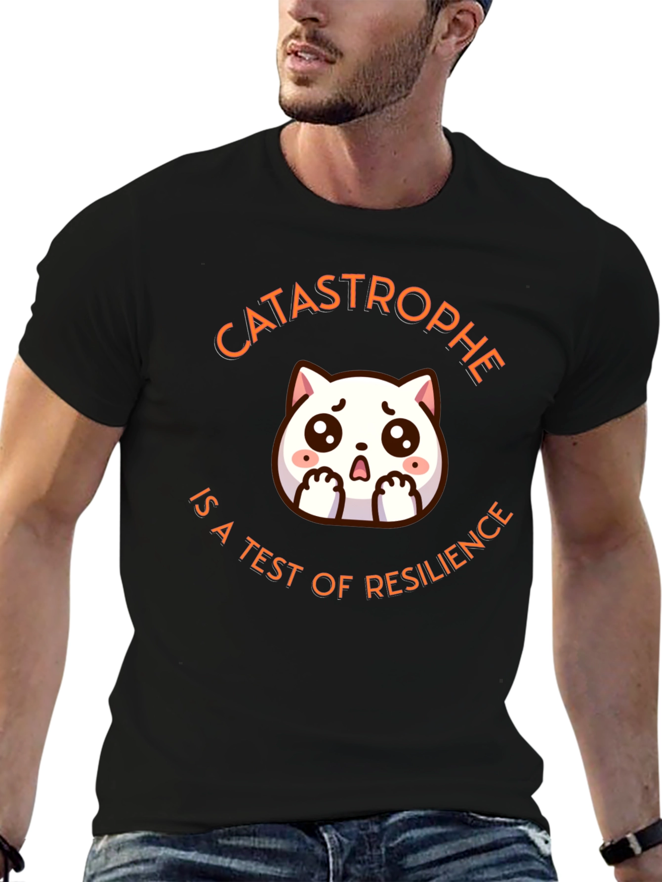 Catastrophe Resilience T-Shirt - Cute Cat Design