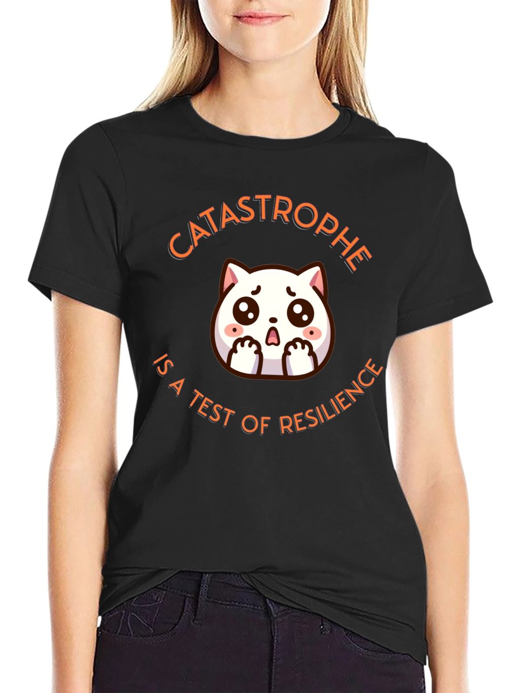 Catastrophe Resilience T-Shirt - Cute Cat Design