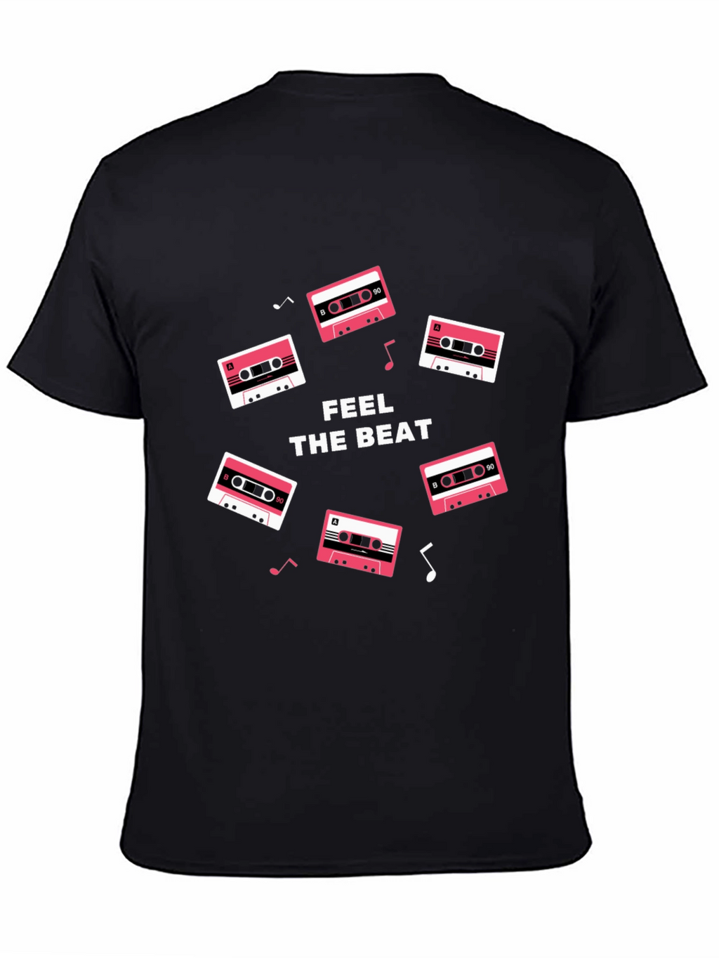 Retro Cassette Feel the Beat Black T-Shirt